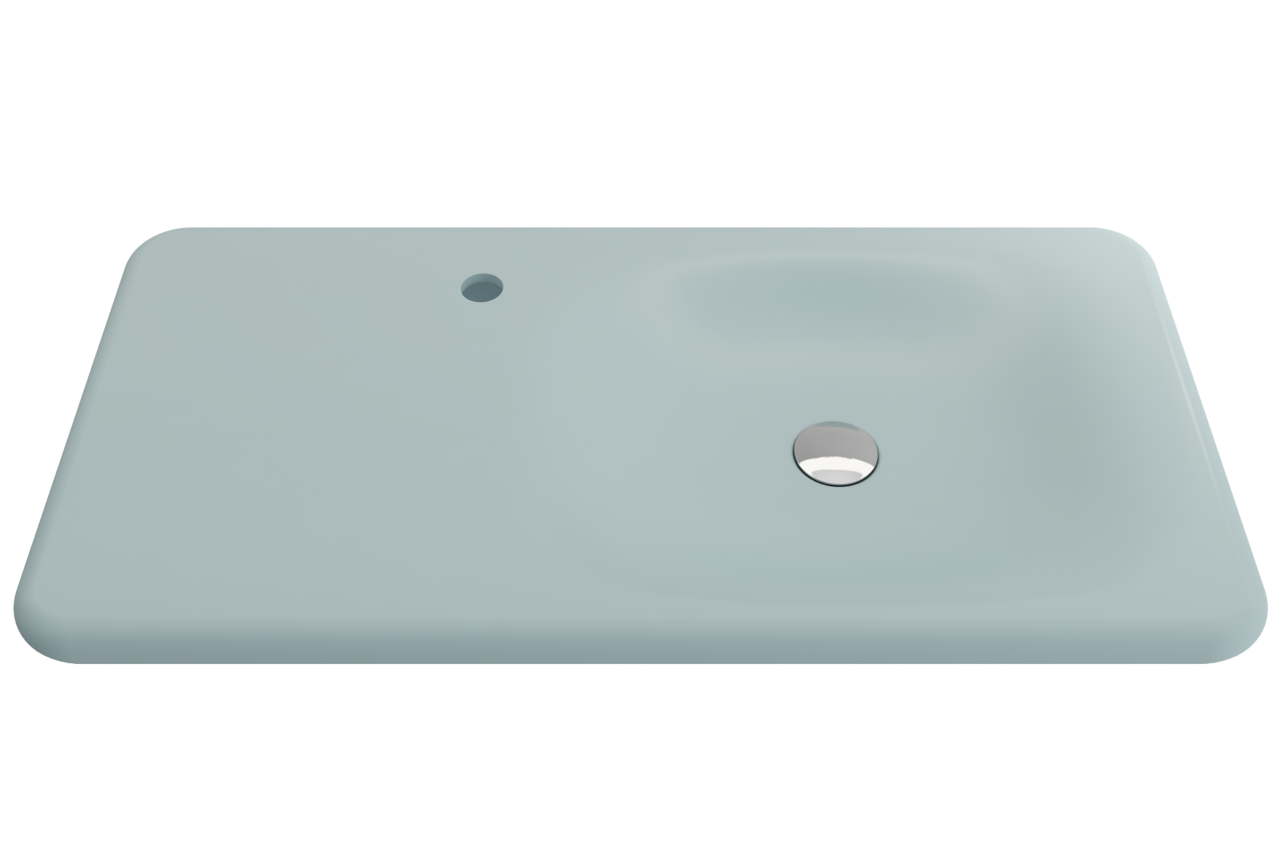BOCCHI Fenice 36" Rectangle Wallmount Fireclay Bathroom Sink, Matte Ice Blue, Single Faucet Hole, 1490-029-0126