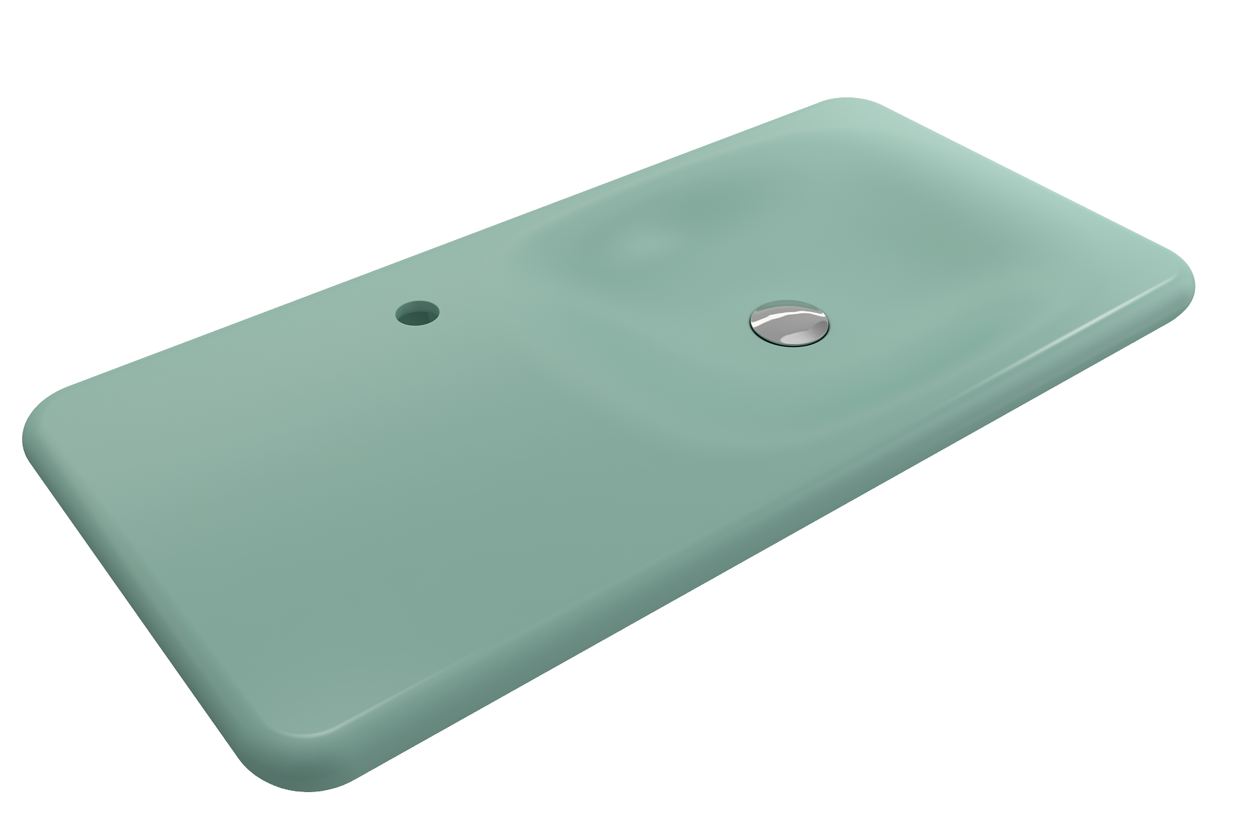 BOCCHI Fenice 36" Rectangle Wallmount Fireclay Bathroom Sink, Matte Mint Green, Single Faucet Hole, 1490-033-0126