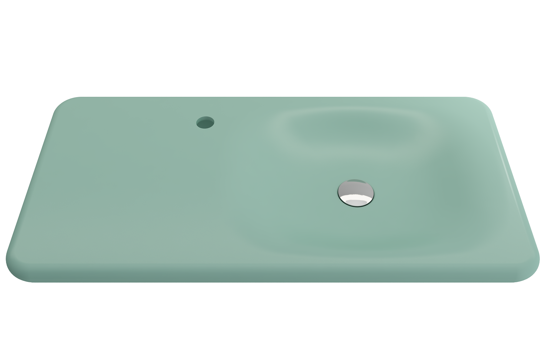 BOCCHI Fenice 36" Rectangle Wallmount Fireclay Bathroom Sink, Matte Mint Green, Single Faucet Hole, 1490-033-0126