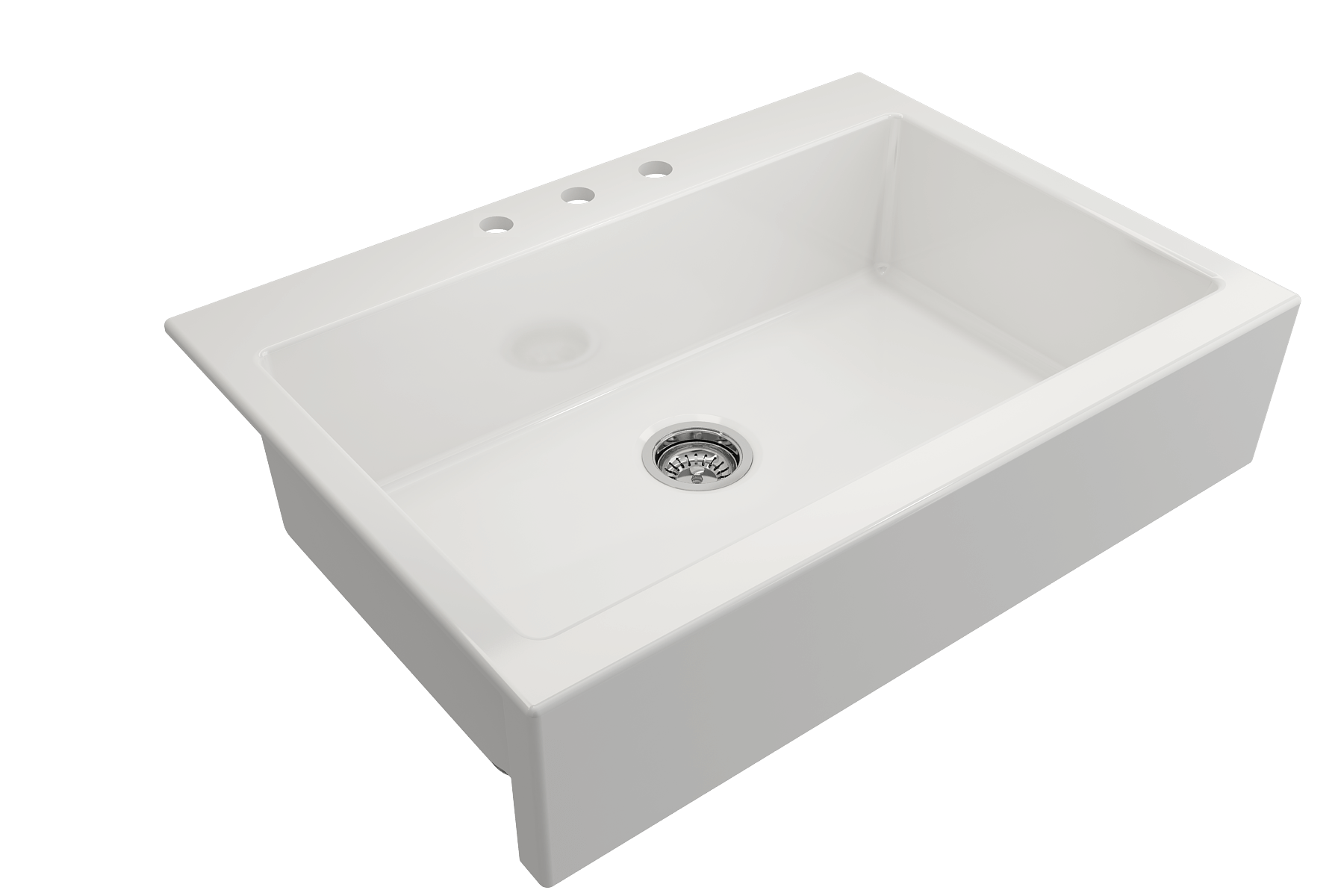BOCCHI Nuova 34" Fireclay Retrofit Drop-In Farmhouse Sink with Accessories, White, 1500-001-0127