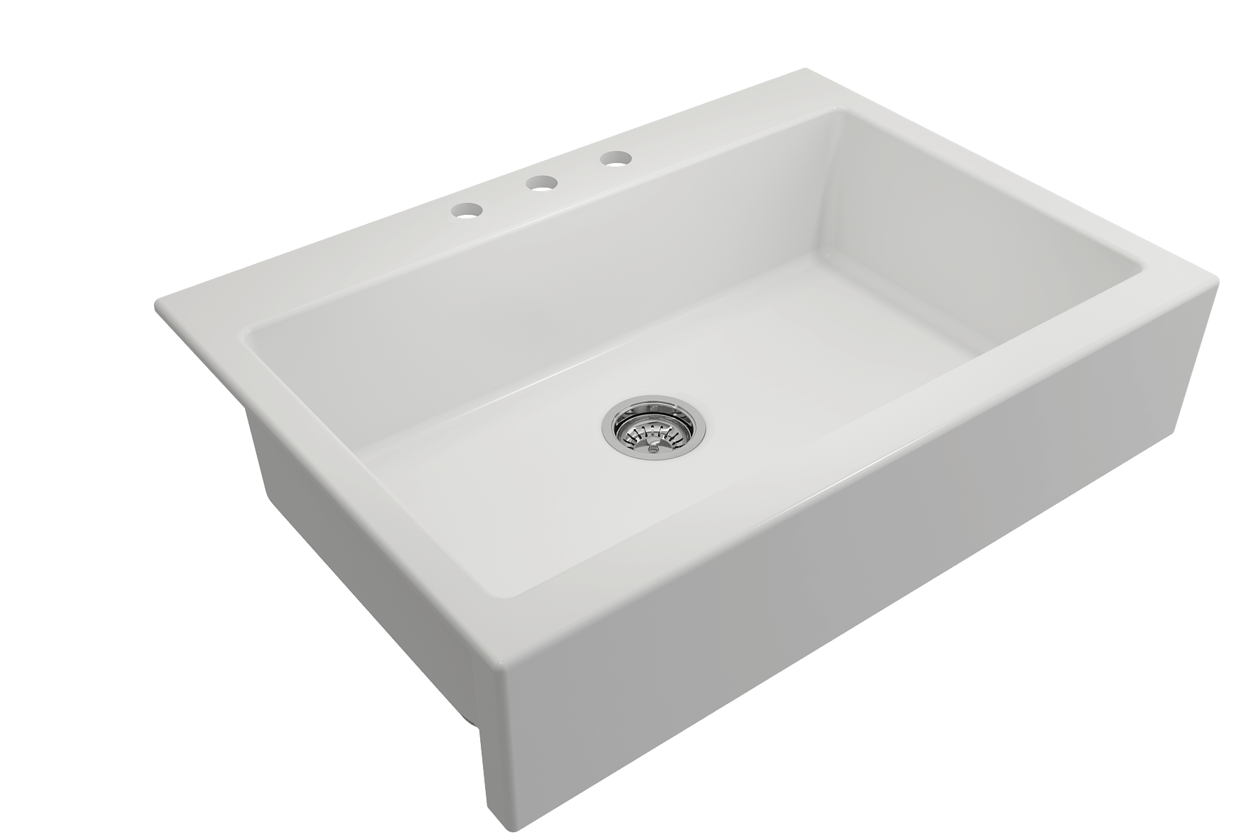 BOCCHI Nuova 34" Fireclay Retrofit Drop-In Farmhouse Sink with Accessories, Matte White, 1500-002-0127