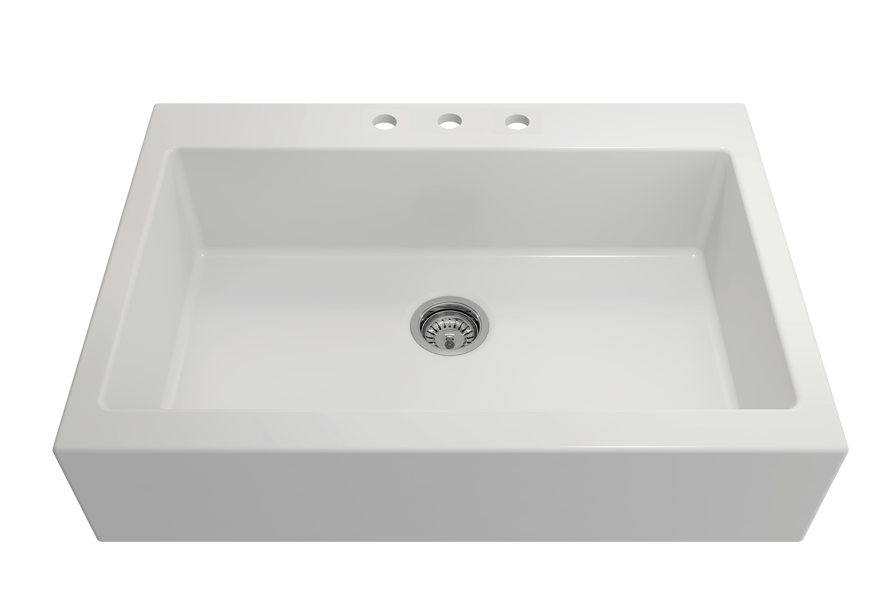 BOCCHI Nuova 34" Fireclay Retrofit Drop-In Farmhouse Sink with Accessories, Matte White, 1500-002-0127