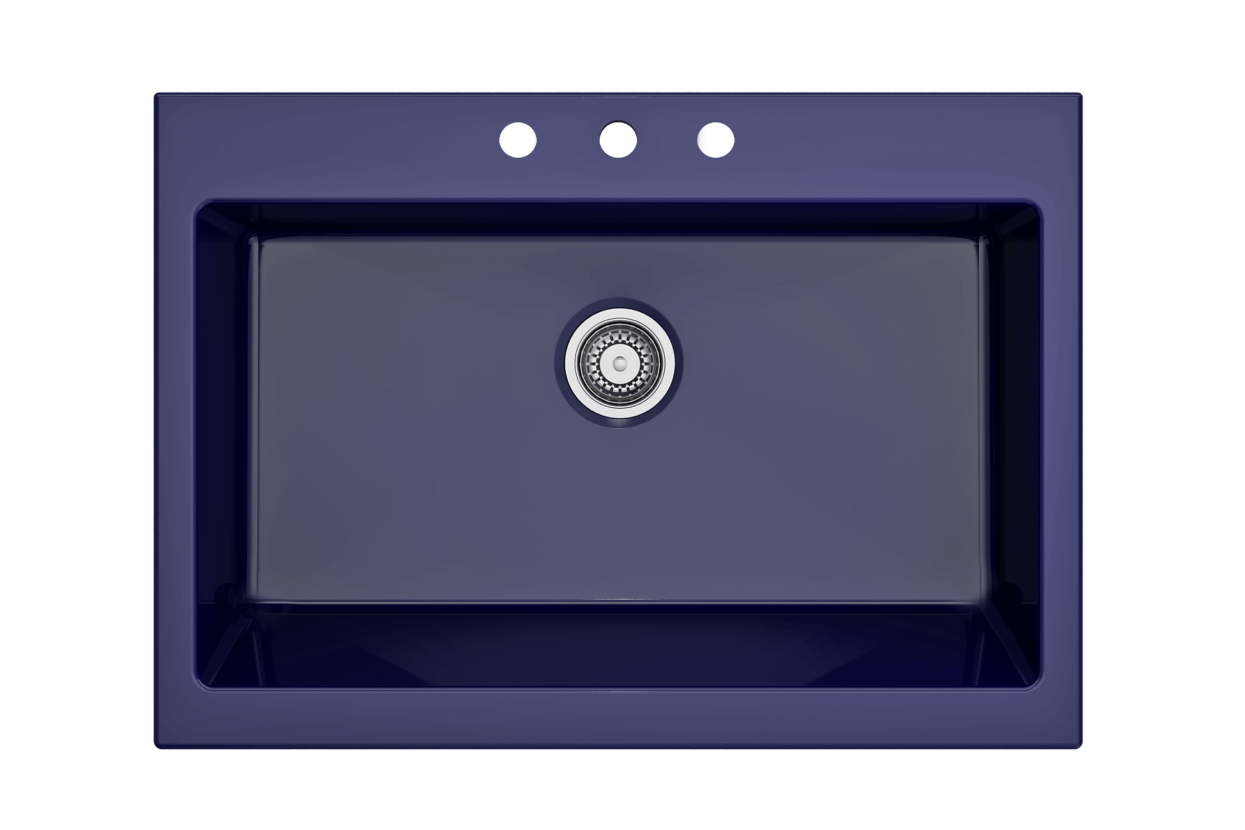 BOCCHI Nuova 34" Fireclay Retrofit Drop-In Farmhouse Sink with Accessories, Sapphire Blue, 1500-010-0127