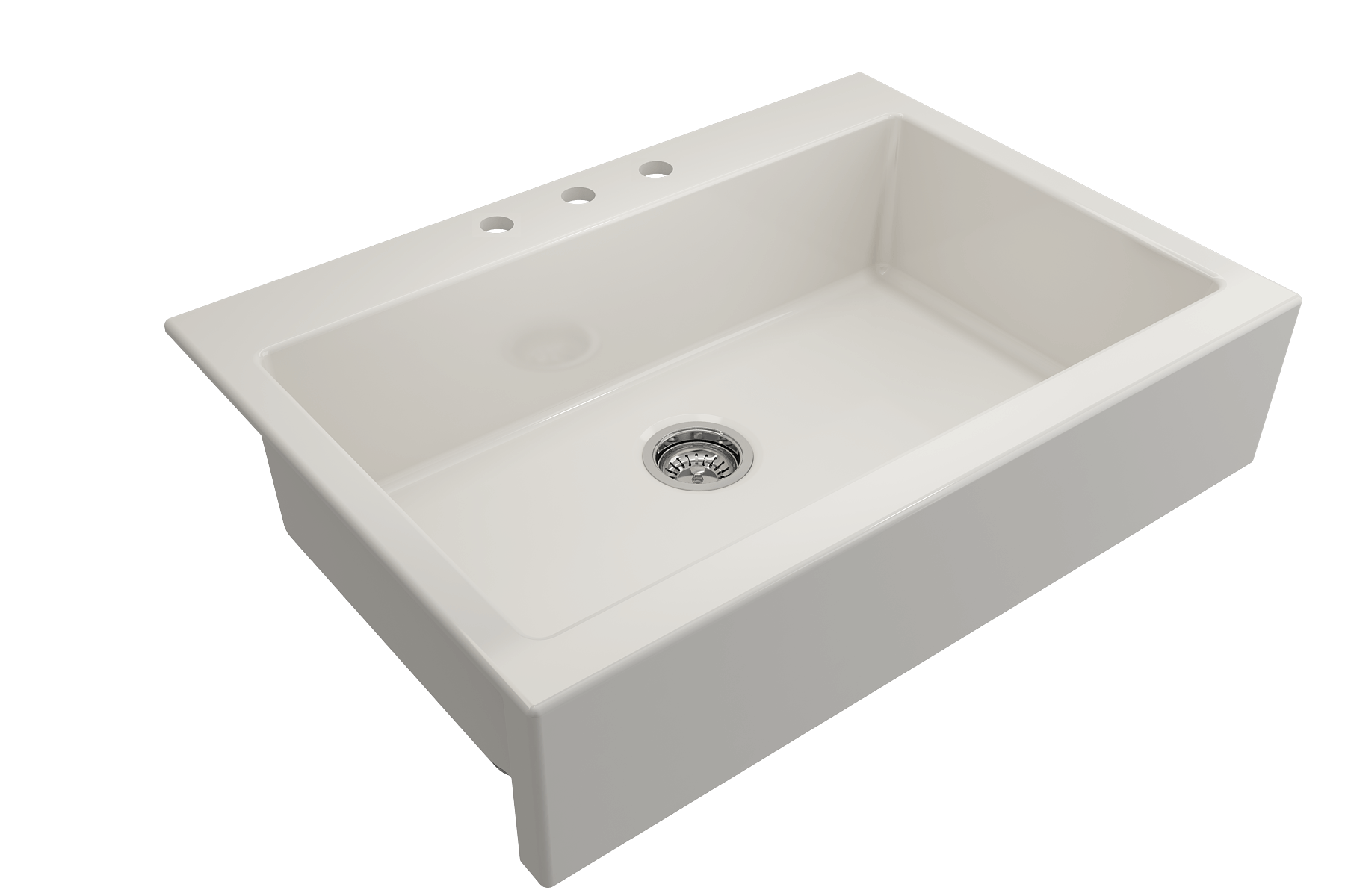 BOCCHI Nuova 34" Fireclay Retrofit Drop-In Farmhouse Sink with Accessories, Biscuit, 1500-014-0127
