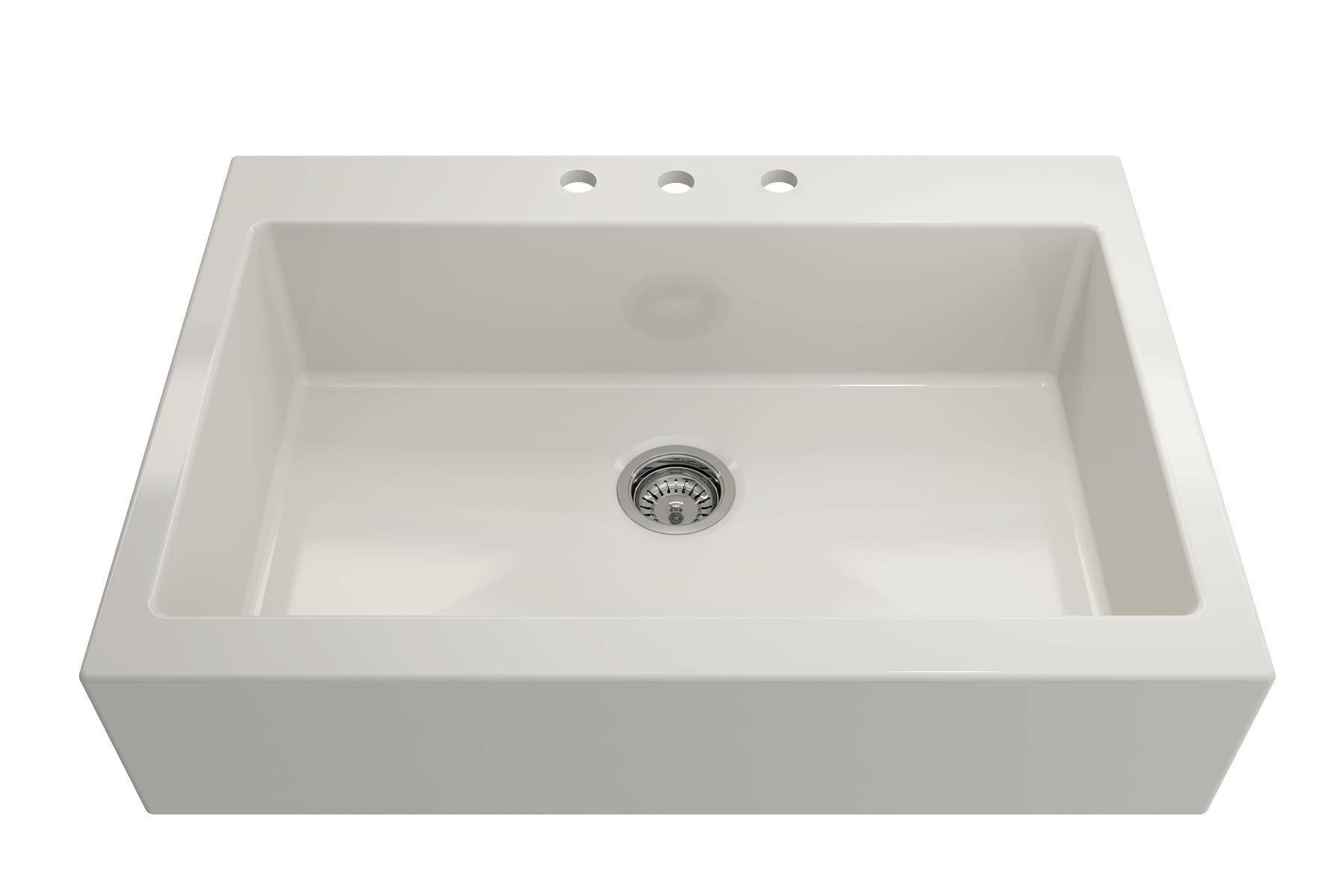 BOCCHI Nuova 34" Fireclay Retrofit Drop-In Farmhouse Sink with Accessories, Biscuit, 1500-014-0127