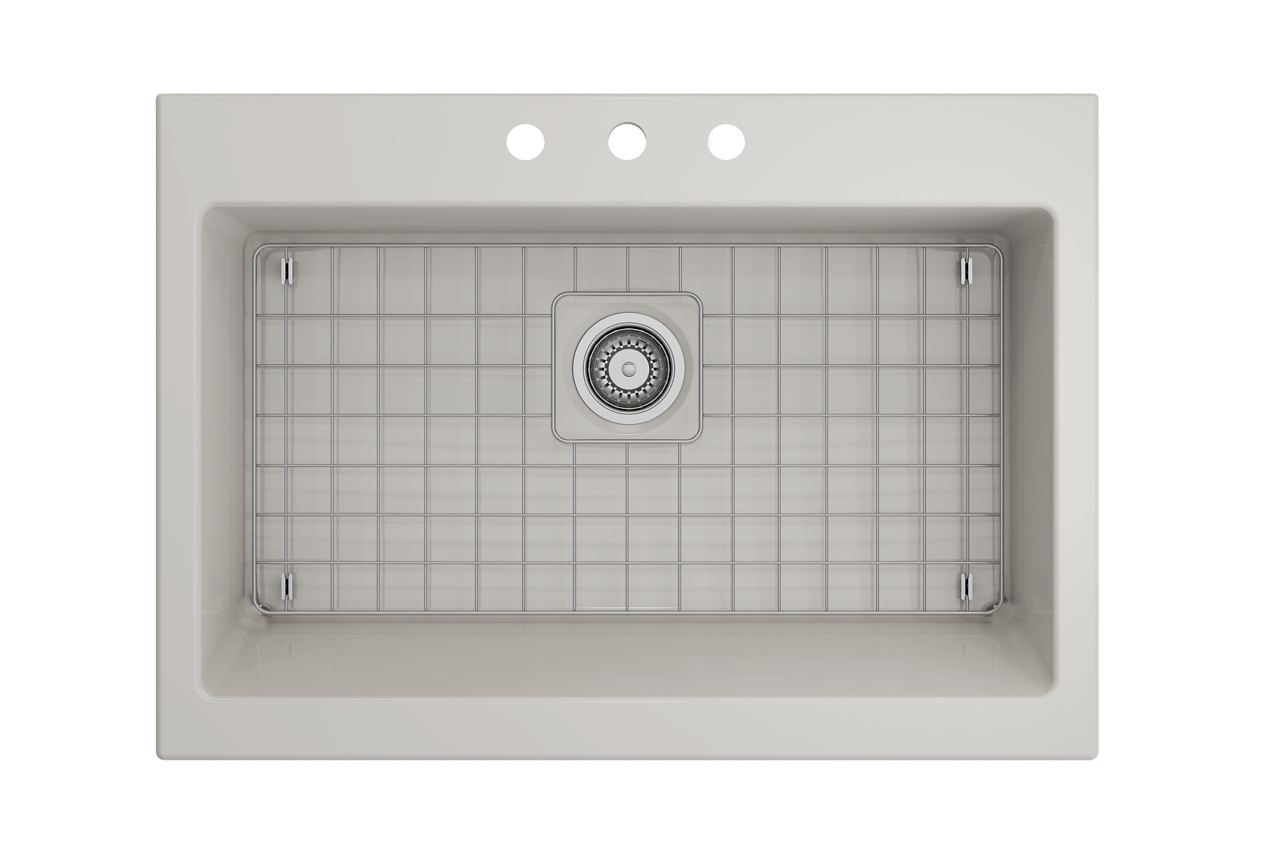 BOCCHI Nuova 34" Fireclay Retrofit Drop-In Farmhouse Sink with Accessories, Biscuit, 1500-014-0127
