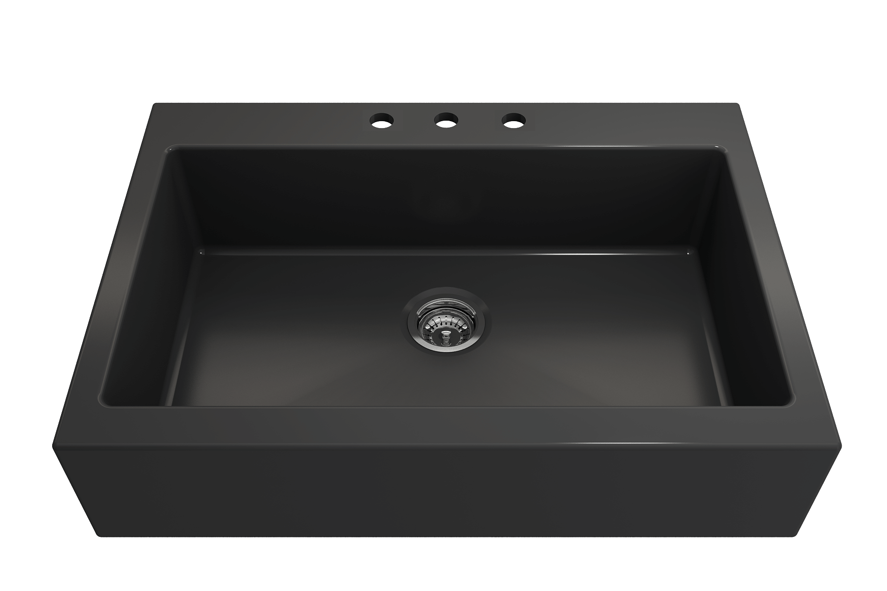 BOCCHI Nuova 34" Fireclay Retrofit Drop-In Farmhouse Sink with Accessories, Matte Dark Gray, 1500-020-0127