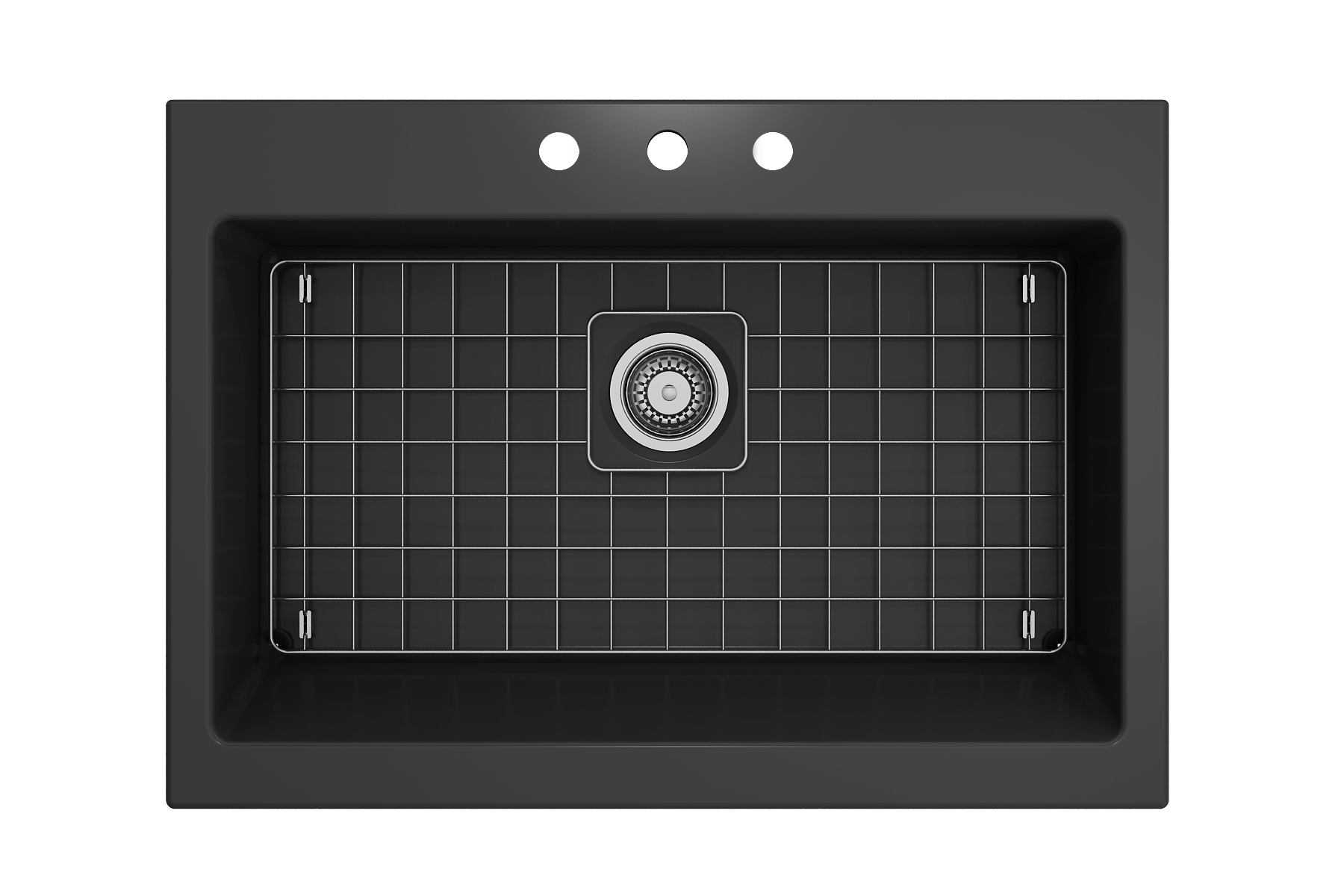 BOCCHI Nuova 34" Fireclay Retrofit Drop-In Farmhouse Sink with Accessories, Matte Dark Gray, 1500-020-0127