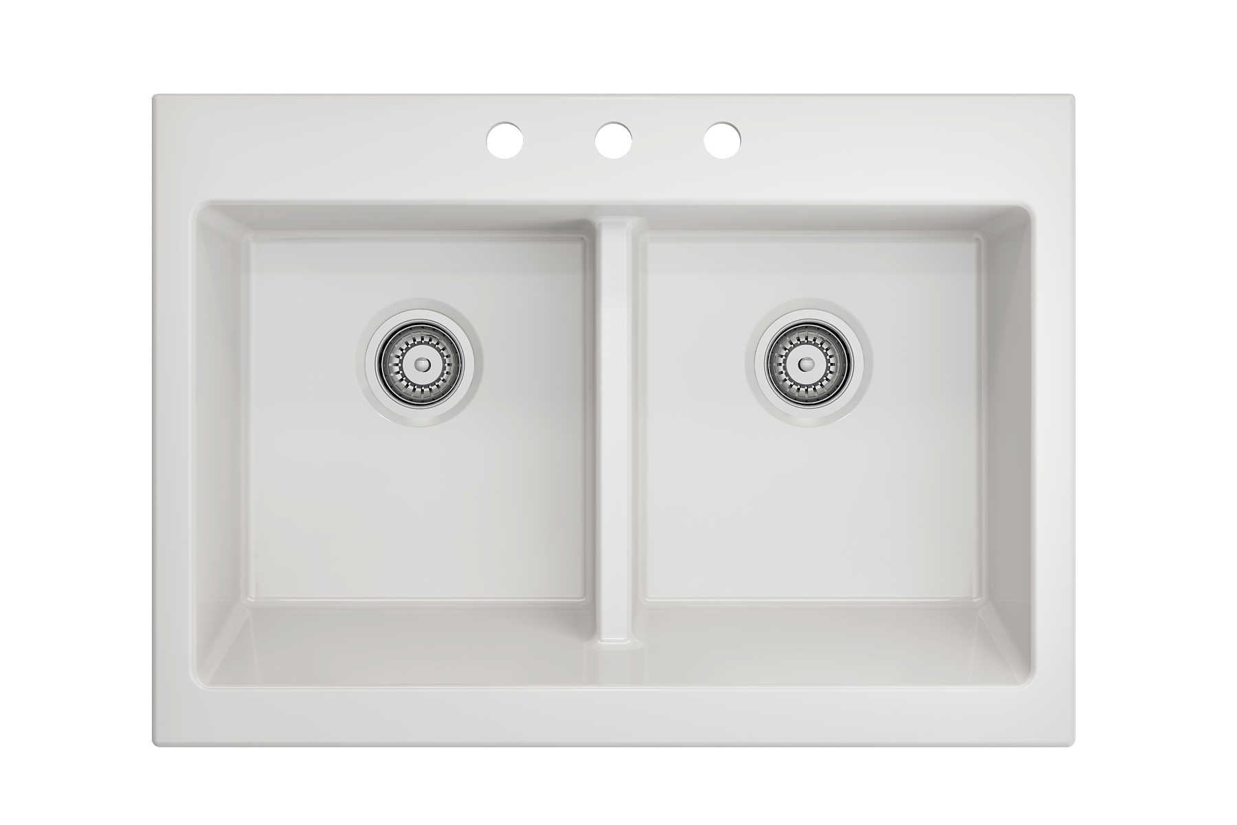 BOCCHI Nuova 34" Fireclay Retrofit Drop-In Farmhouse Sink with Accessories, 50/50 Double Bowl, White, 1501-001-0127
