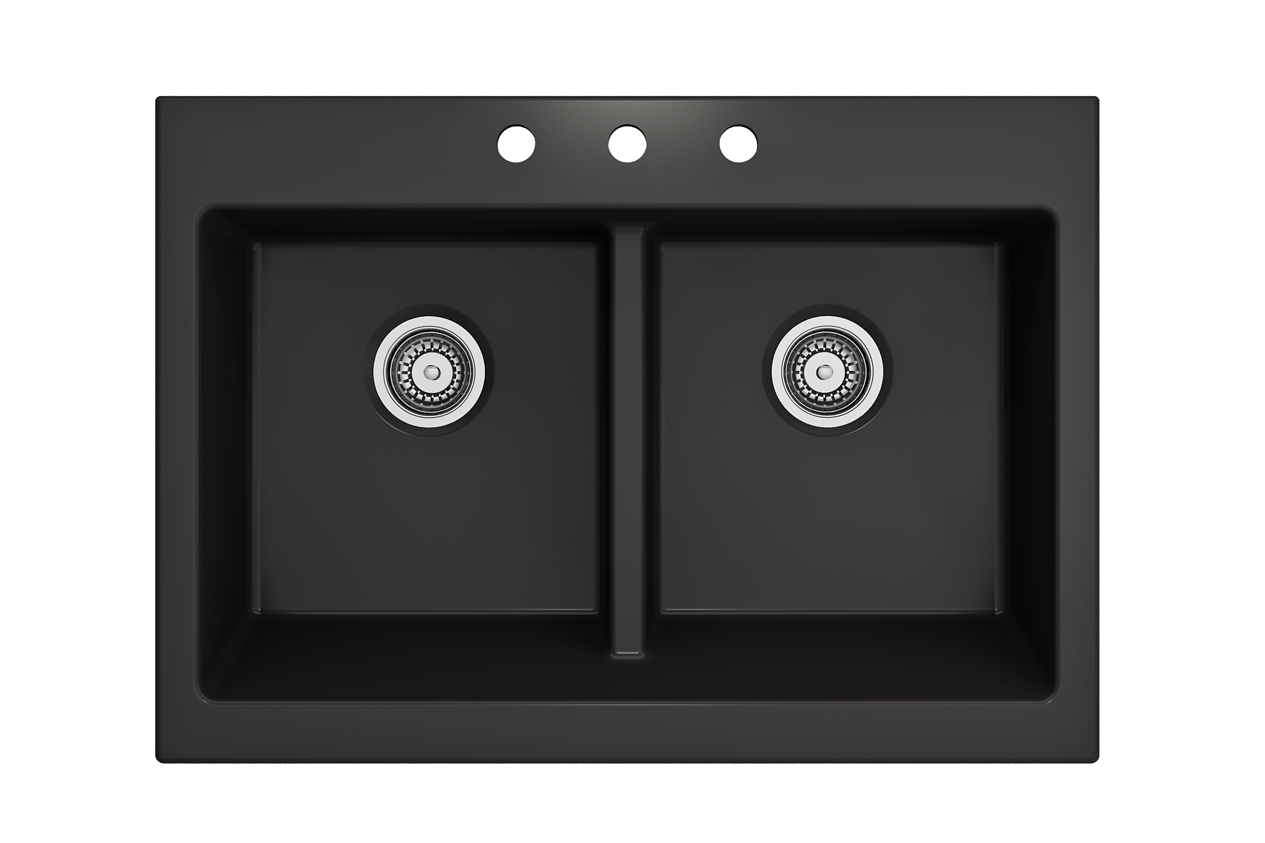 BOCCHI Nuova 34" Fireclay Retrofit Drop-In Farmhouse Sink with Accessories, 50/50 Double Bowl, Matte Black, 1501-004-0127