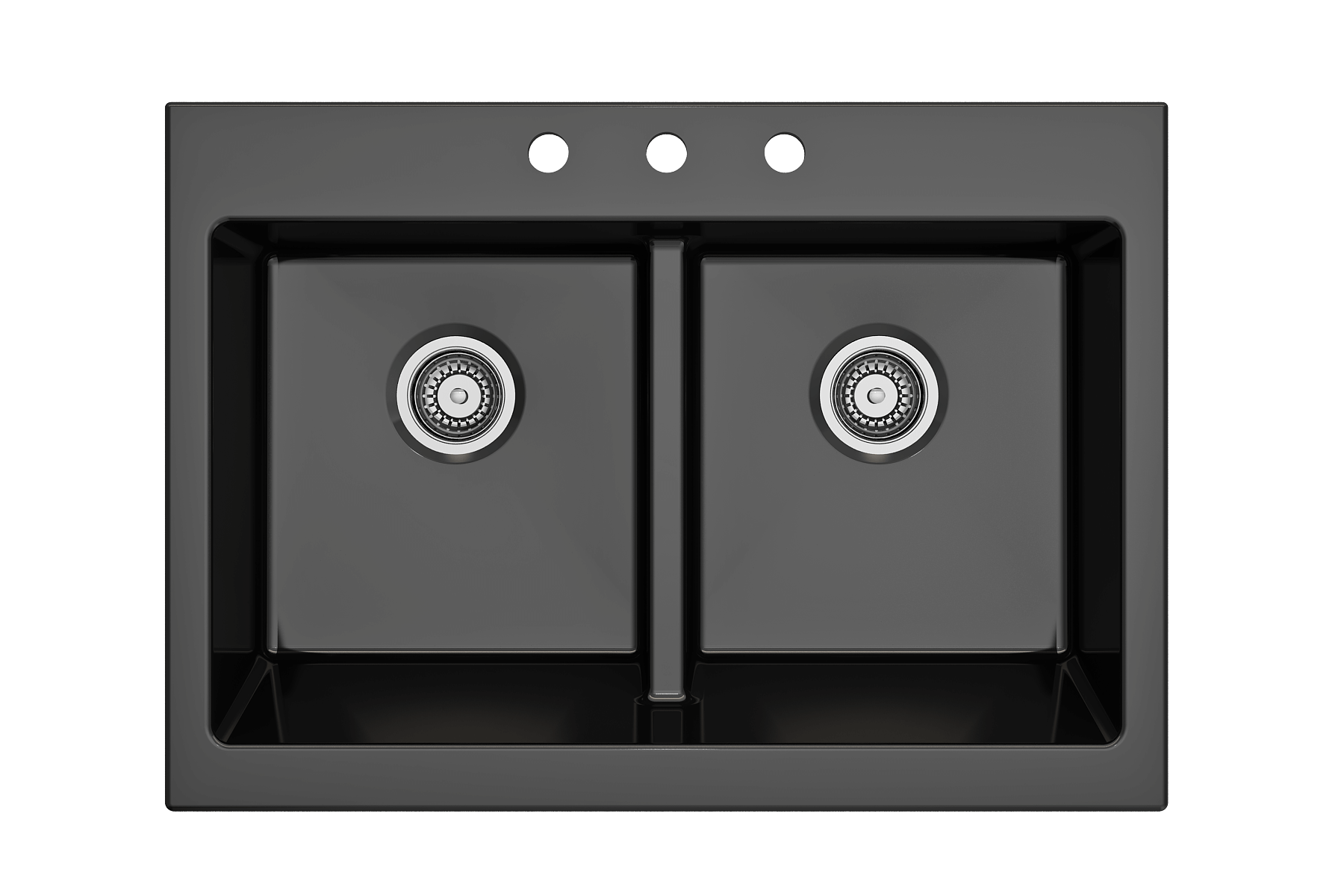 BOCCHI Nuova 34" Fireclay Retrofit Drop-In Farmhouse Sink with Accessories, 50/50 Double Bowl, Black, 1501-005-0127