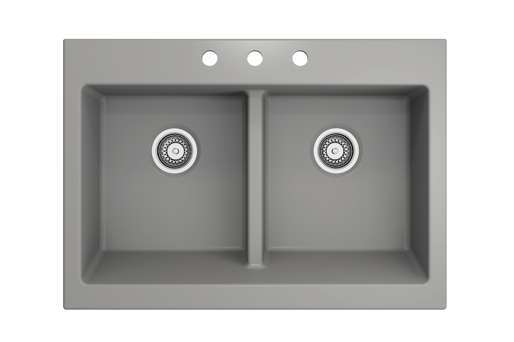 BOCCHI Nuova 34" Fireclay Retrofit Drop-In Farmhouse Sink with Accessories, 50/50 Double Bowl, Matte Gray, 1501-006-0127