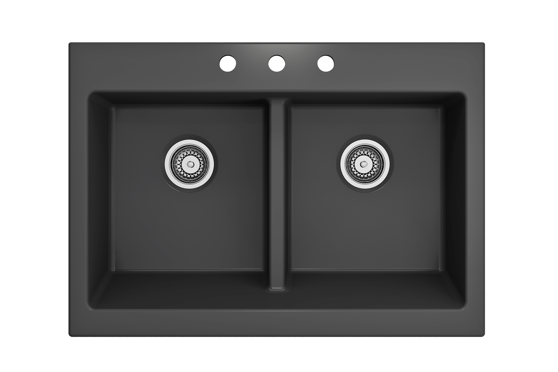 BOCCHI Nuova 34" Fireclay Retrofit Drop-In Farmhouse Sink with Accessories, 50/50 Double Bowl, Matte Dark Gray, 1501-020-0127