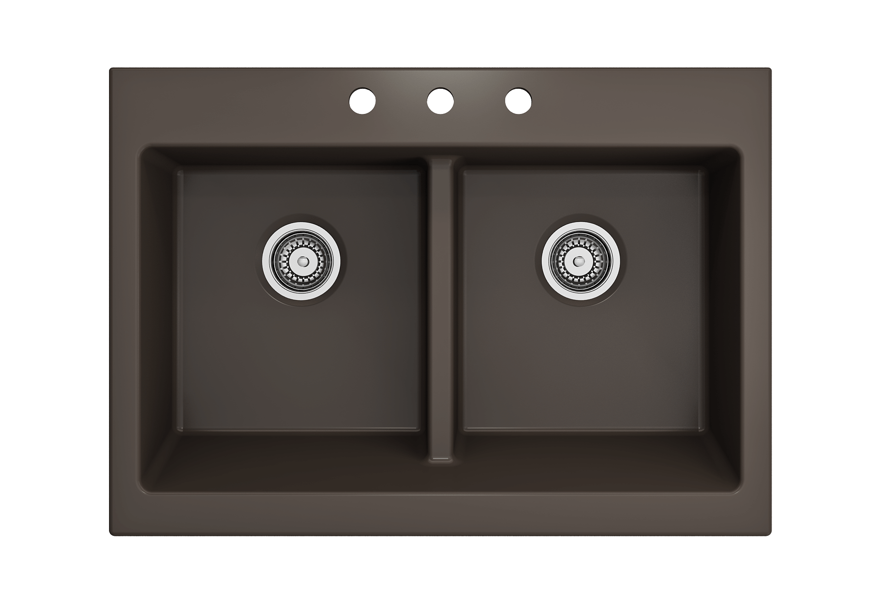 BOCCHI Nuova 34" Fireclay Retrofit Drop-In Farmhouse Sink with Accessories, 50/50 Double Bowl, Matte Brown, 1501-025-0127