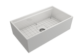 BOCCHI Contempo 33" Fireclay Workstation Farmhouse Sink with Accessories, White, 1504-001-0120 - The Sink Boutique