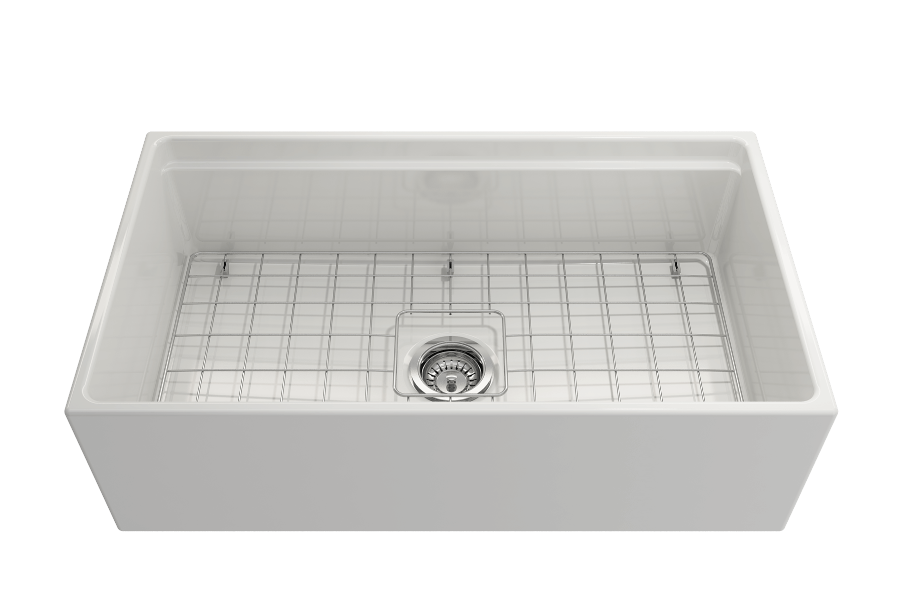 BOCCHI Contempo 33" Fireclay Workstation Farmhouse Sink with Accessories, White, 1504-001-0120