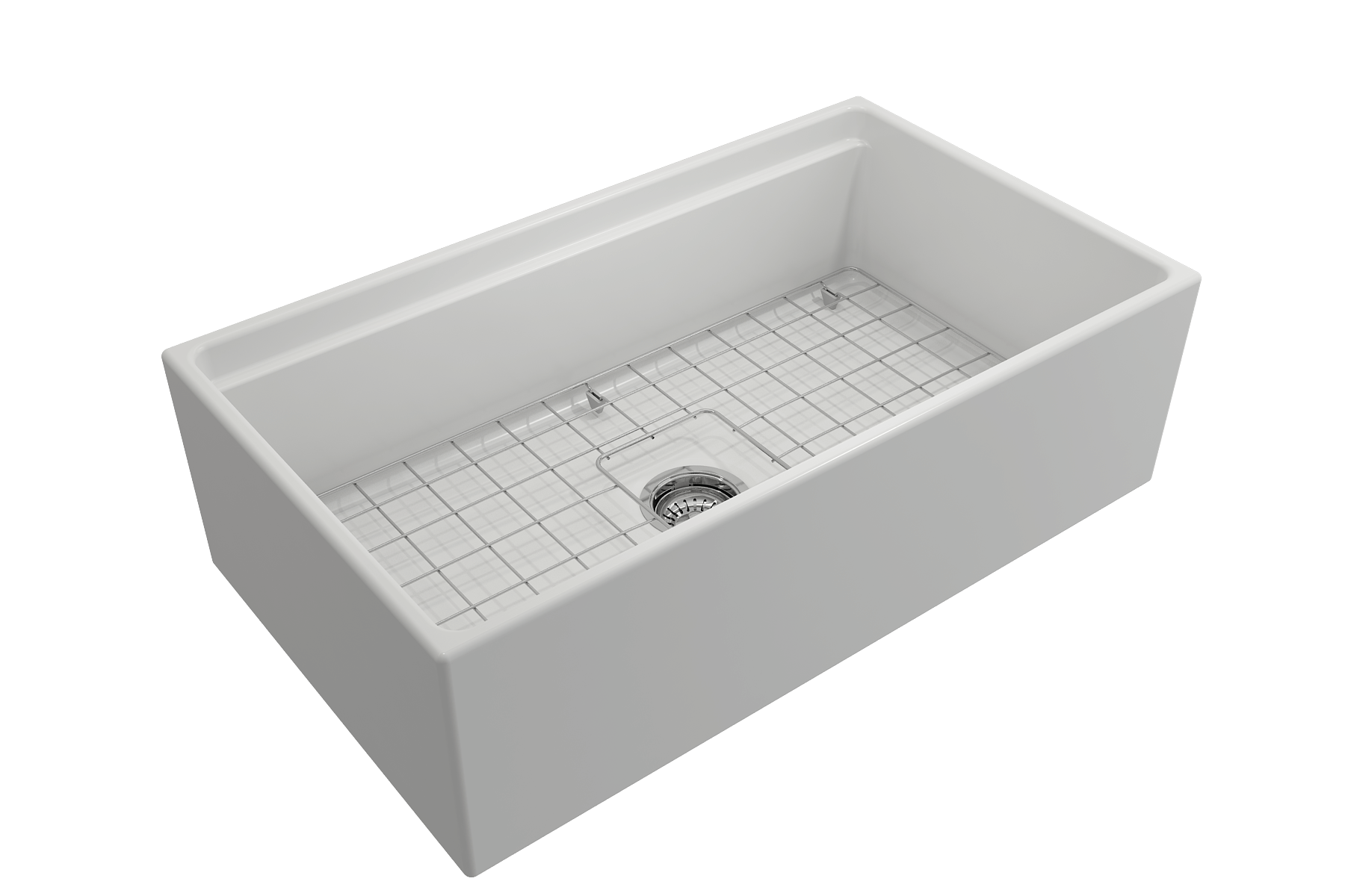 BOCCHI Contempo 33" Fireclay Workstation Farmhouse Sink with Accessories, Matte White, 1504-002-0120