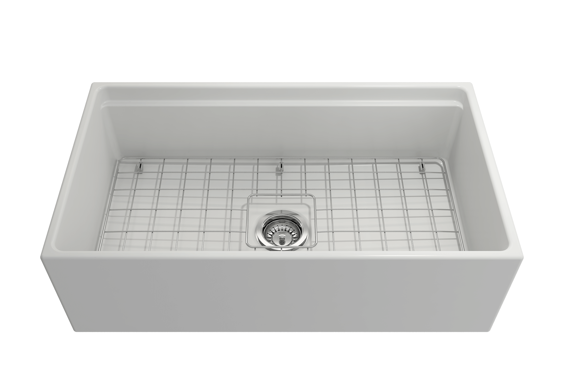 BOCCHI Contempo 33" Fireclay Workstation Farmhouse Sink with Accessories, Matte White, 1504-002-0120