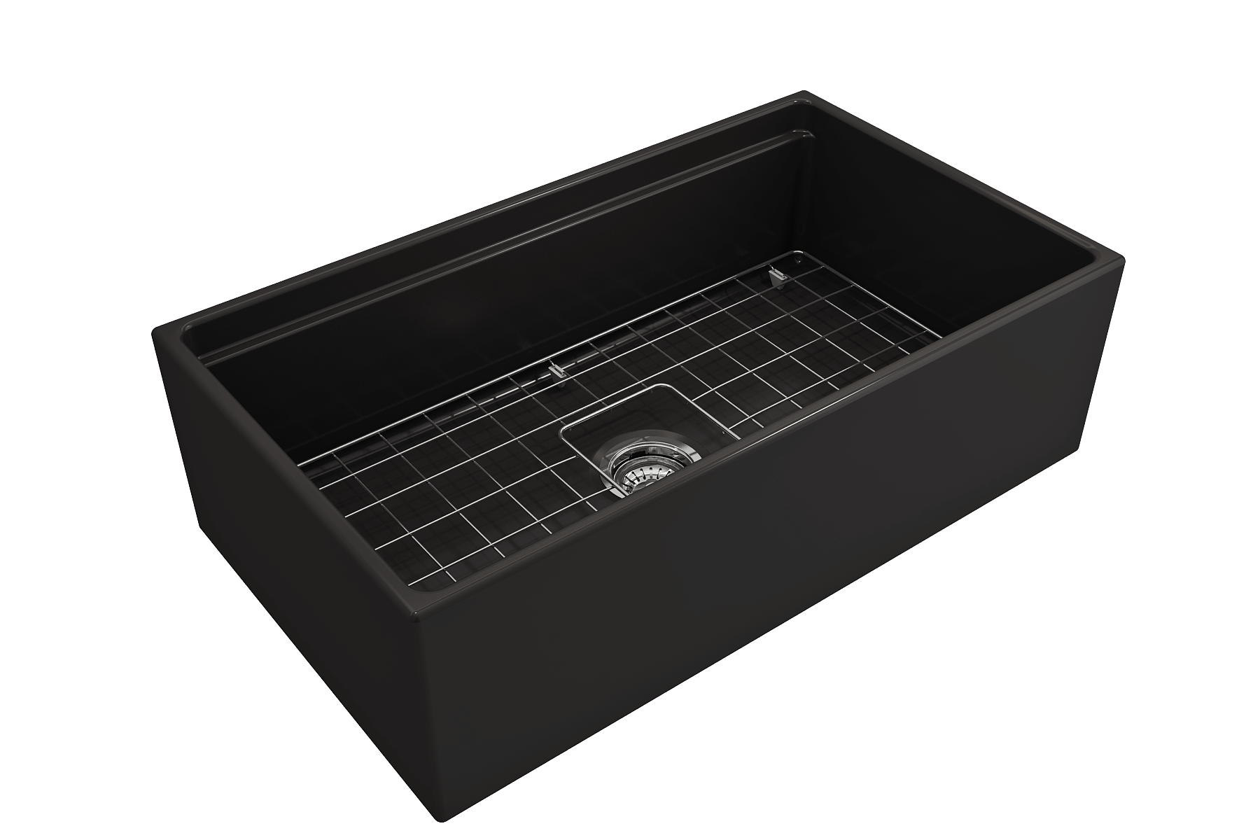 BOCCHI Contempo 33" Fireclay Workstation Farmhouse Sink with Accessories, Matte Black, 1504-004-0120