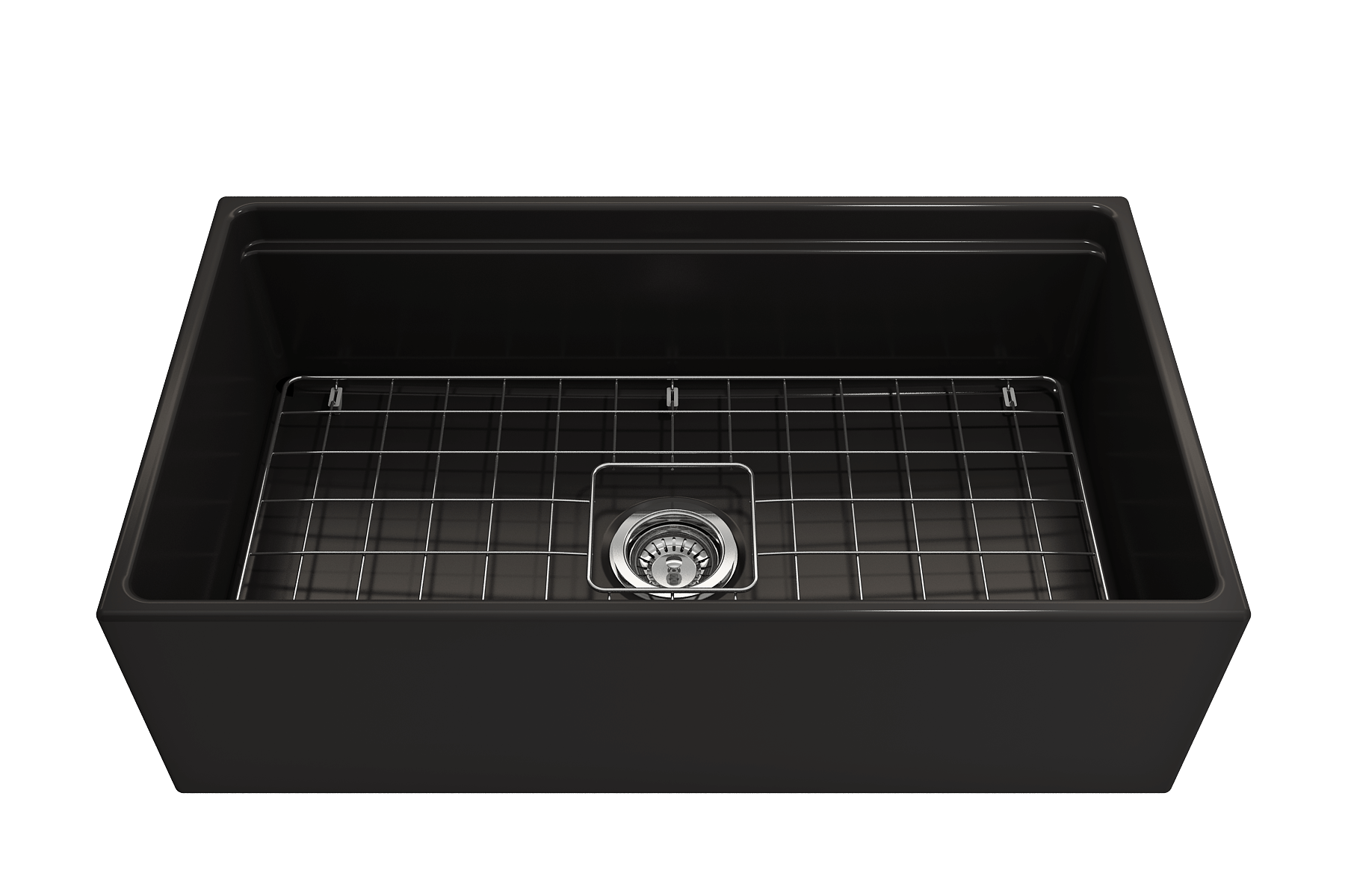 BOCCHI Contempo 33" Fireclay Workstation Farmhouse Sink with Accessories, Matte Black, 1504-004-0120