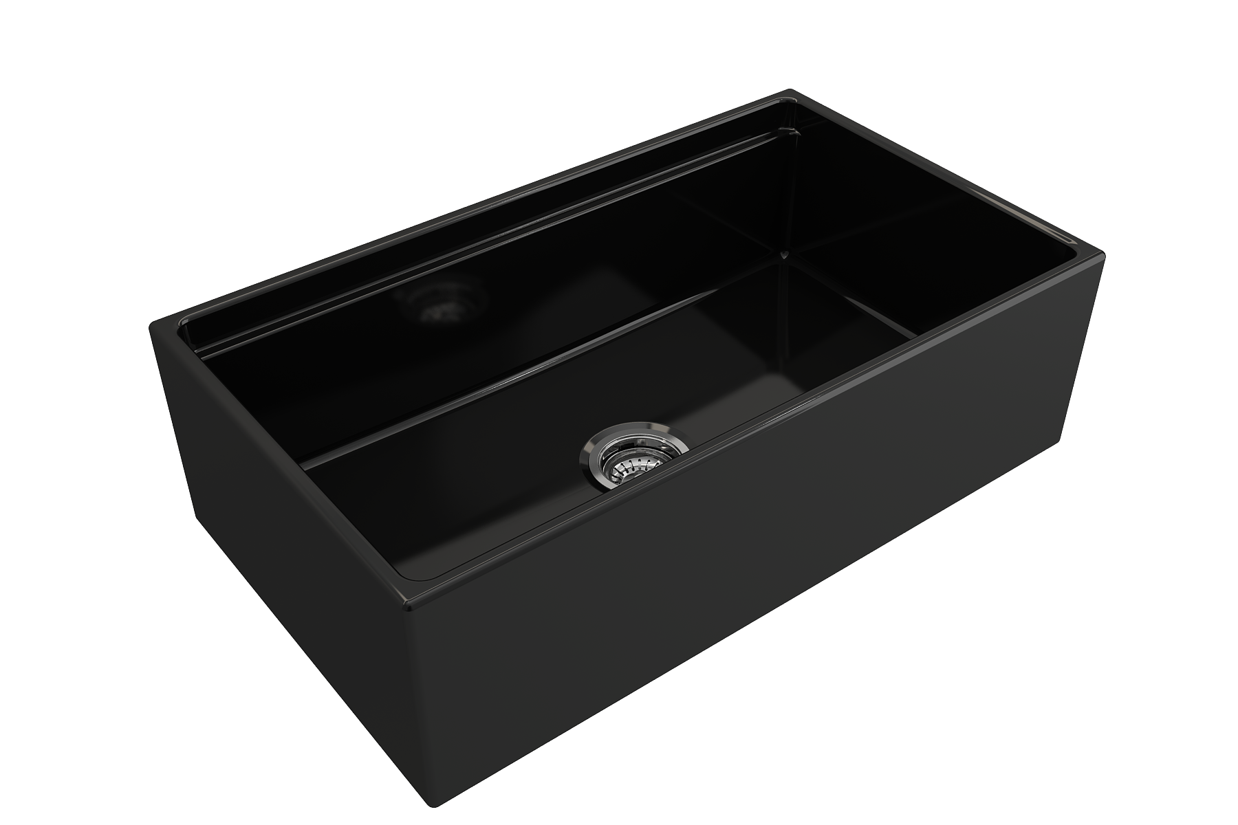 BOCCHI Contempo 33" Fireclay Workstation Farmhouse Sink with Accessories, Black, 1504-005-0120