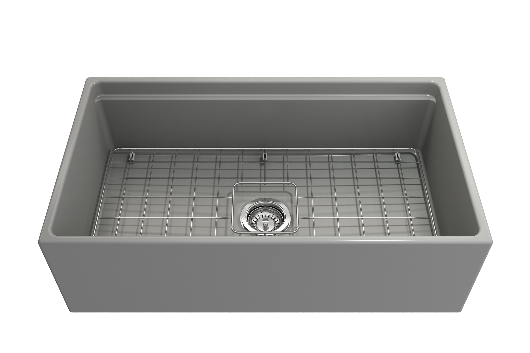 BOCCHI Contempo 33" Fireclay Workstation Farmhouse Sink with Accessories, Matte Gray, 1504-006-0120