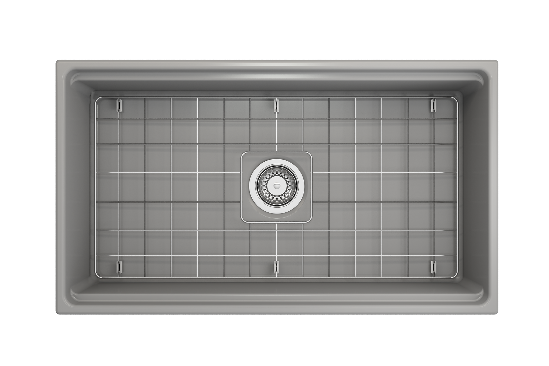 BOCCHI Contempo 33" Fireclay Workstation Farmhouse Sink with Accessories, Matte Gray, 1504-006-0120
