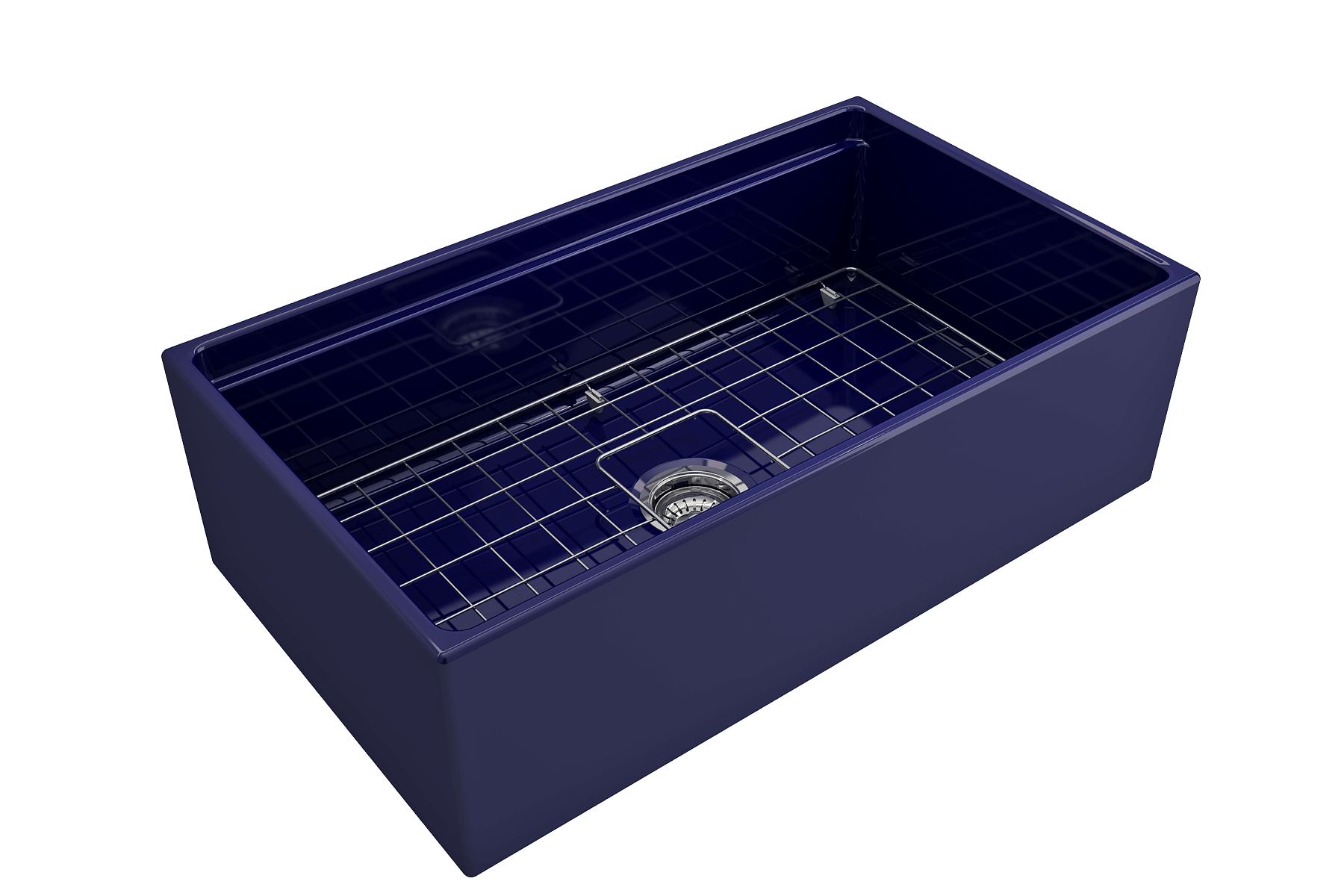 BOCCHI Contempo 33" Fireclay Workstation Farmhouse Sink with Accessories, Sapphire Blue, 1504-010-0120