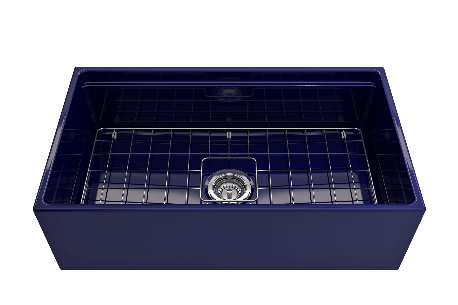 BOCCHI Contempo 33" Fireclay Workstation Farmhouse Sink with Accessories, Sapphire Blue, 1504-010-0120
