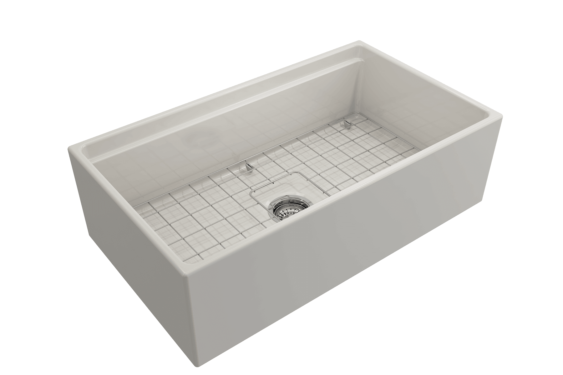 BOCCHI Contempo 33" Fireclay Workstation Farmhouse Sink with Accessories, Biscuit, 1504-014-0120