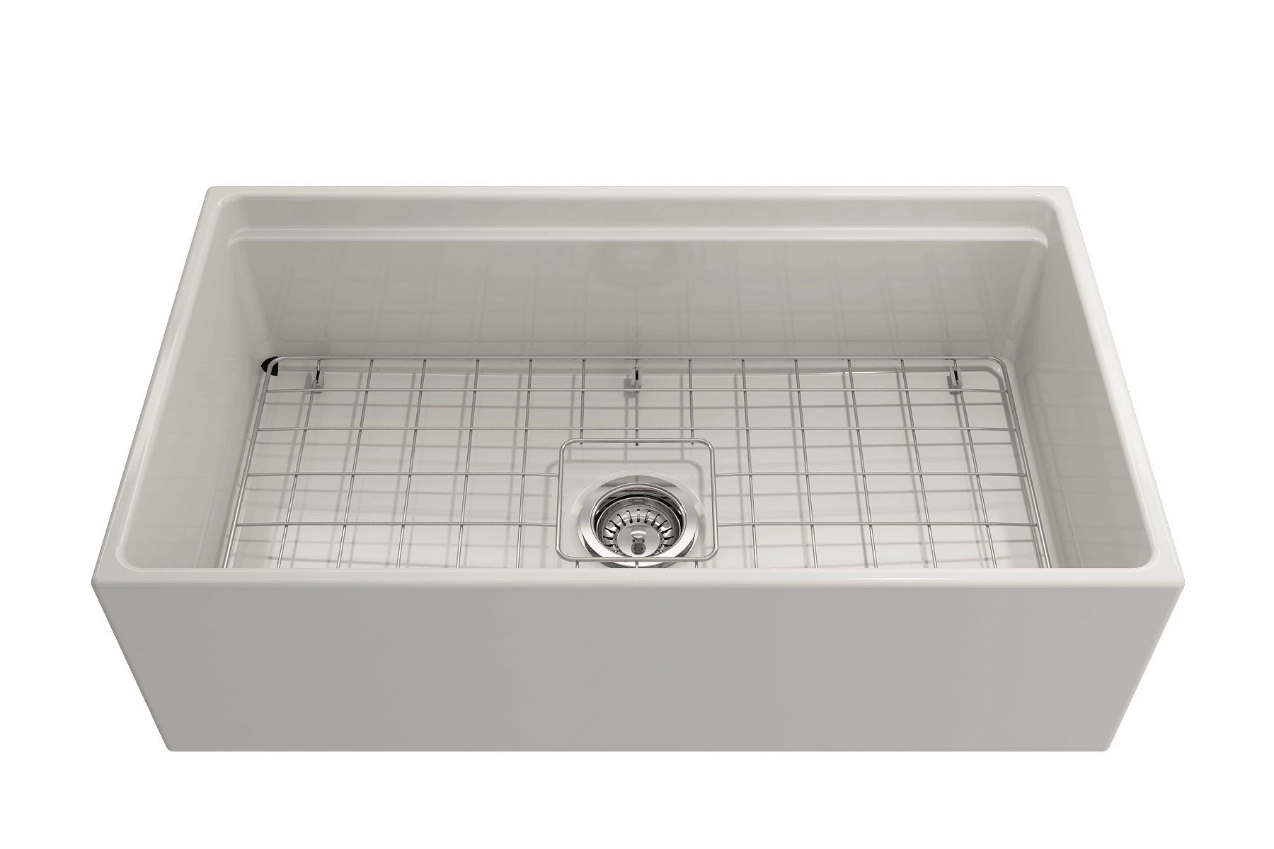 BOCCHI Contempo 33" Fireclay Workstation Farmhouse Sink with Accessories, Biscuit, 1504-014-0120