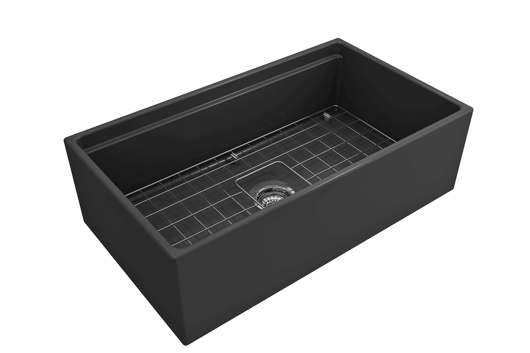BOCCHI Contempo 33" Fireclay Workstation Farmhouse Sink with Accessories, Matte Dark Gray, 1504-020-0120