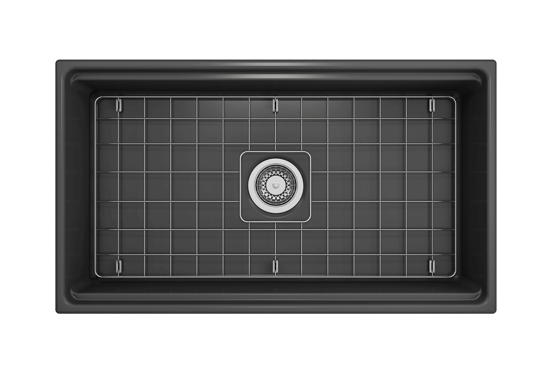 BOCCHI Contempo 33" Fireclay Workstation Farmhouse Sink with Accessories, Matte Dark Gray, 1504-020-0120
