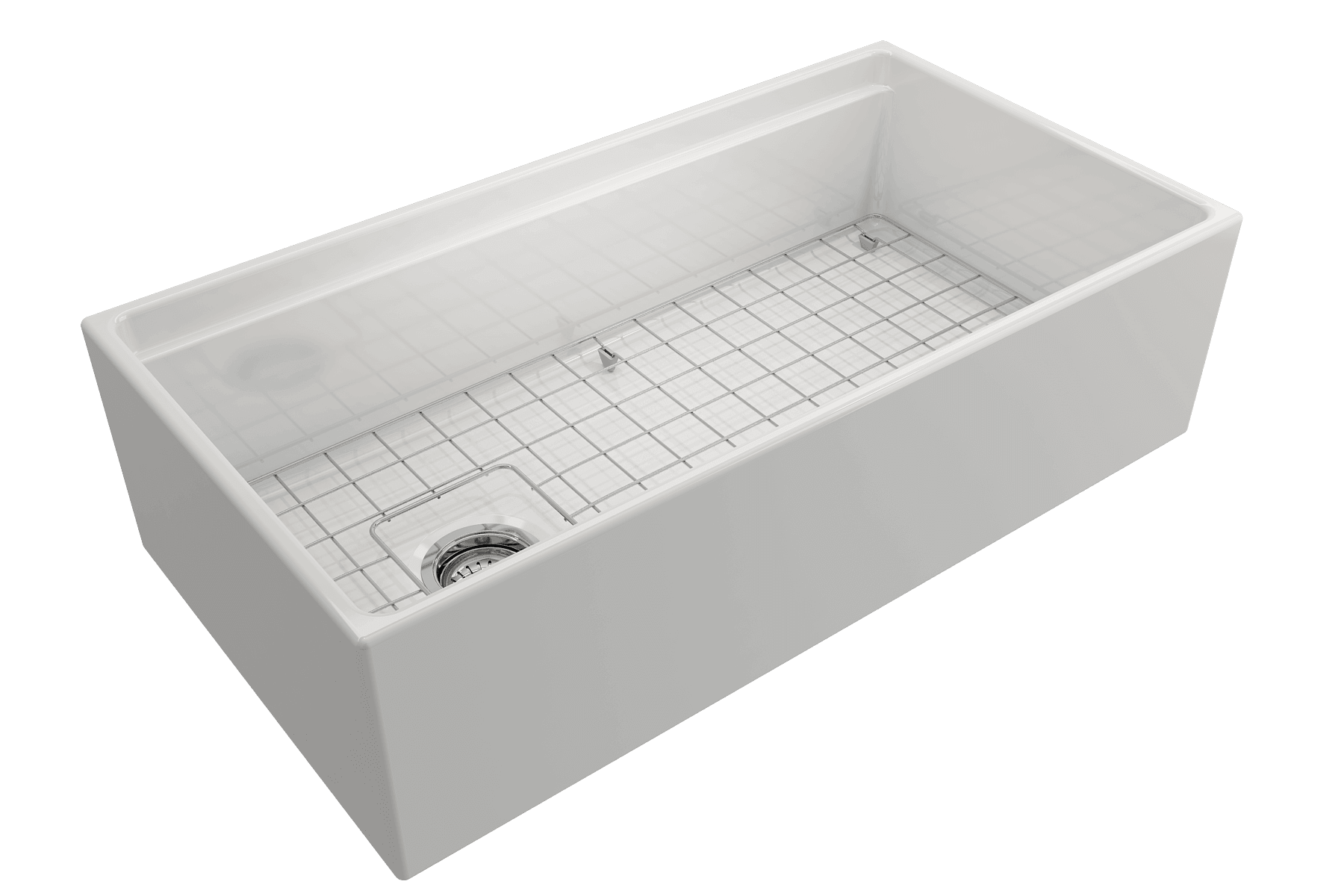 BOCCHI Contempo 36" Fireclay Workstation Farmhouse Sink with Accessories, White, 1505-001-0120