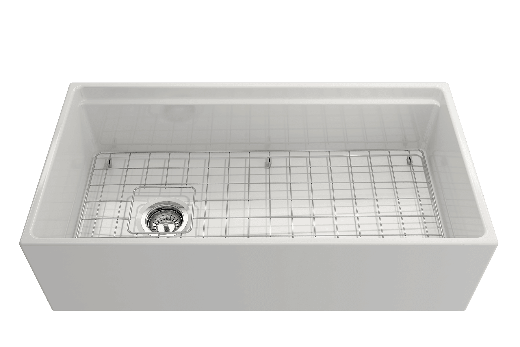 BOCCHI Contempo 36" Fireclay Workstation Farmhouse Sink with Accessories, White, 1505-001-0120