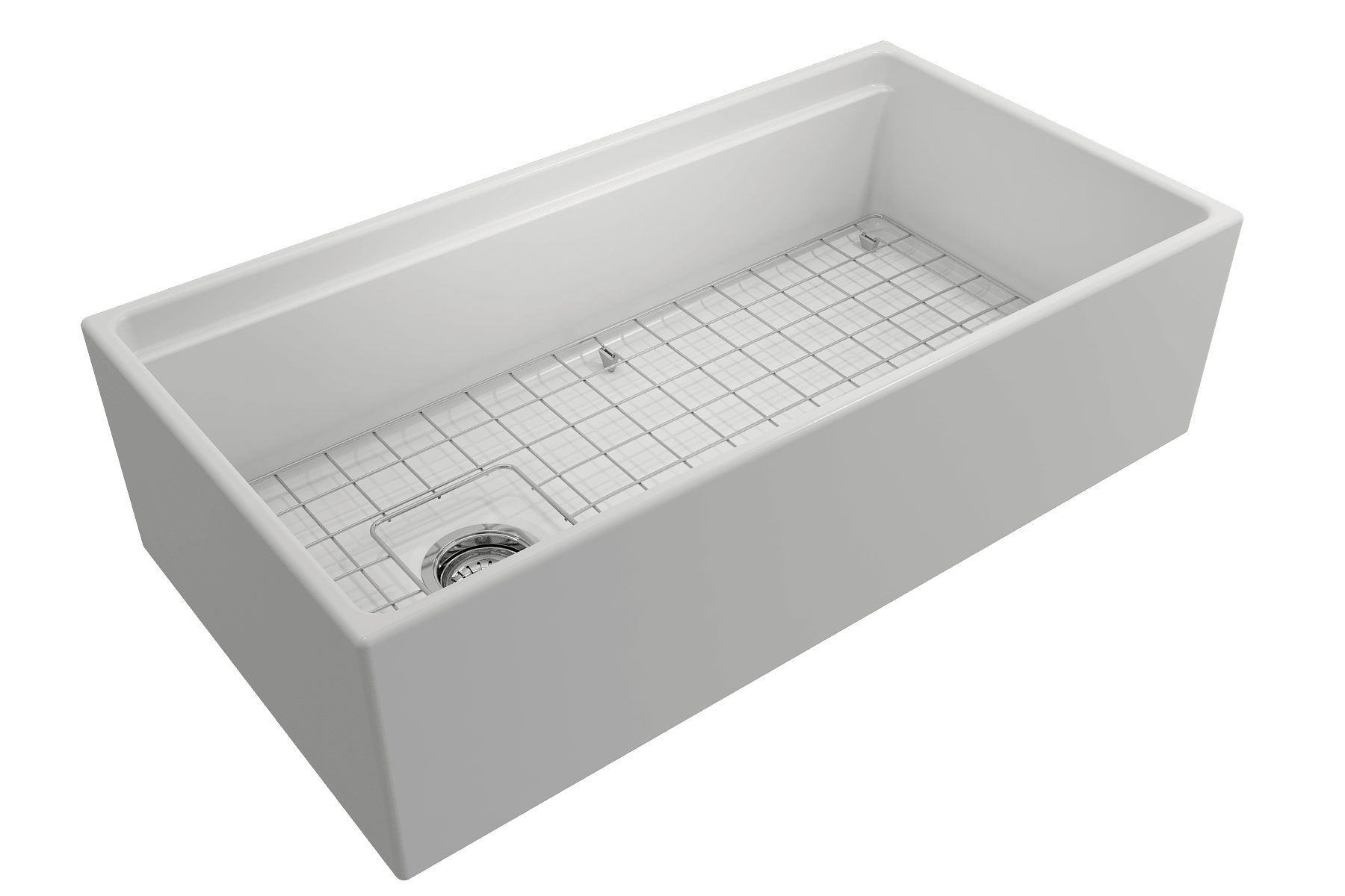 BOCCHI Contempo 36" Fireclay Workstation Farmhouse Sink with Accessories, Matte White, 1505-002-0120