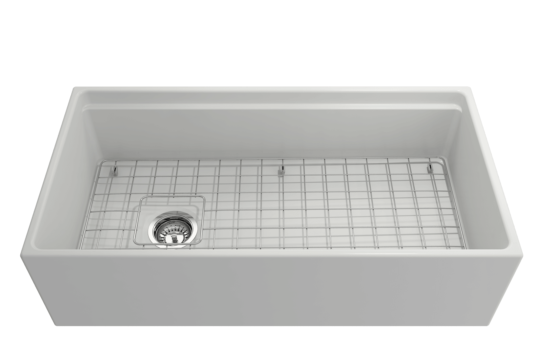 BOCCHI Contempo 36" Fireclay Workstation Farmhouse Sink with Accessories, Matte White, 1505-002-0120