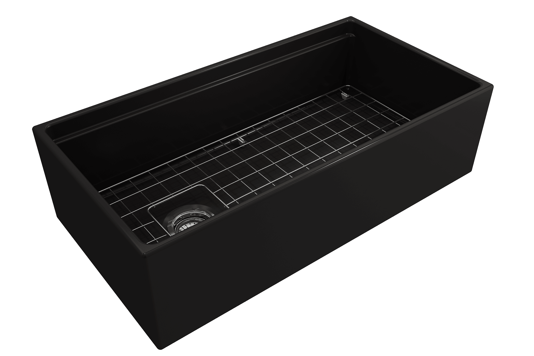 BOCCHI Contempo 36" Fireclay Workstation Farmhouse Sink with Accessories, Matte Black, 1505-004-0120
