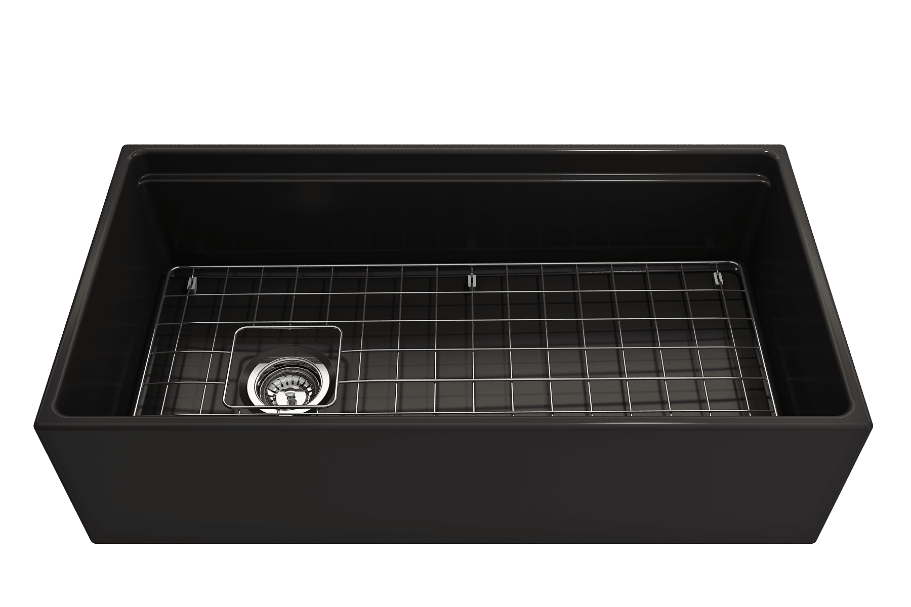 BOCCHI Contempo 36" Fireclay Workstation Farmhouse Sink with Accessories, Matte Black, 1505-004-0120