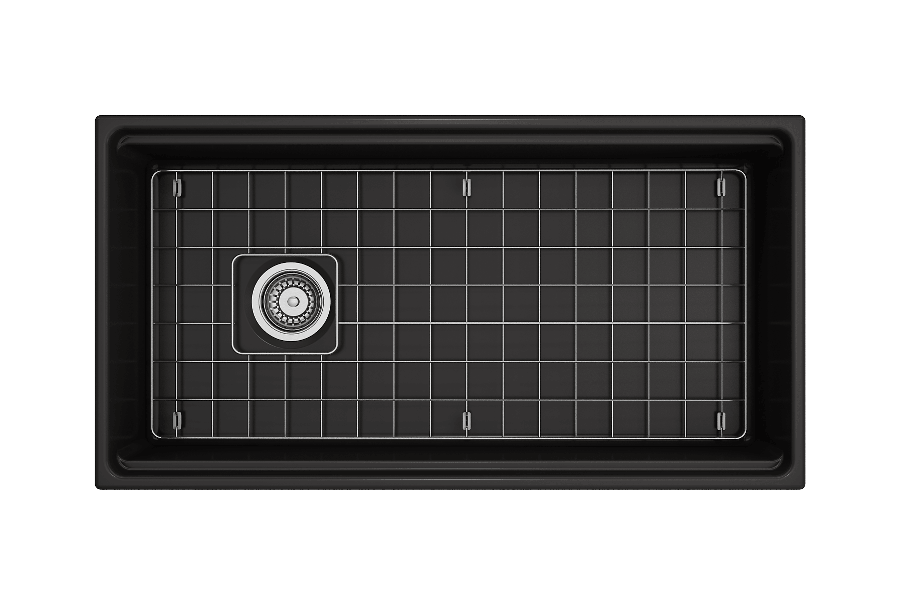 BOCCHI Contempo 36" Fireclay Workstation Farmhouse Sink with Accessories, Matte Black, 1505-004-0120