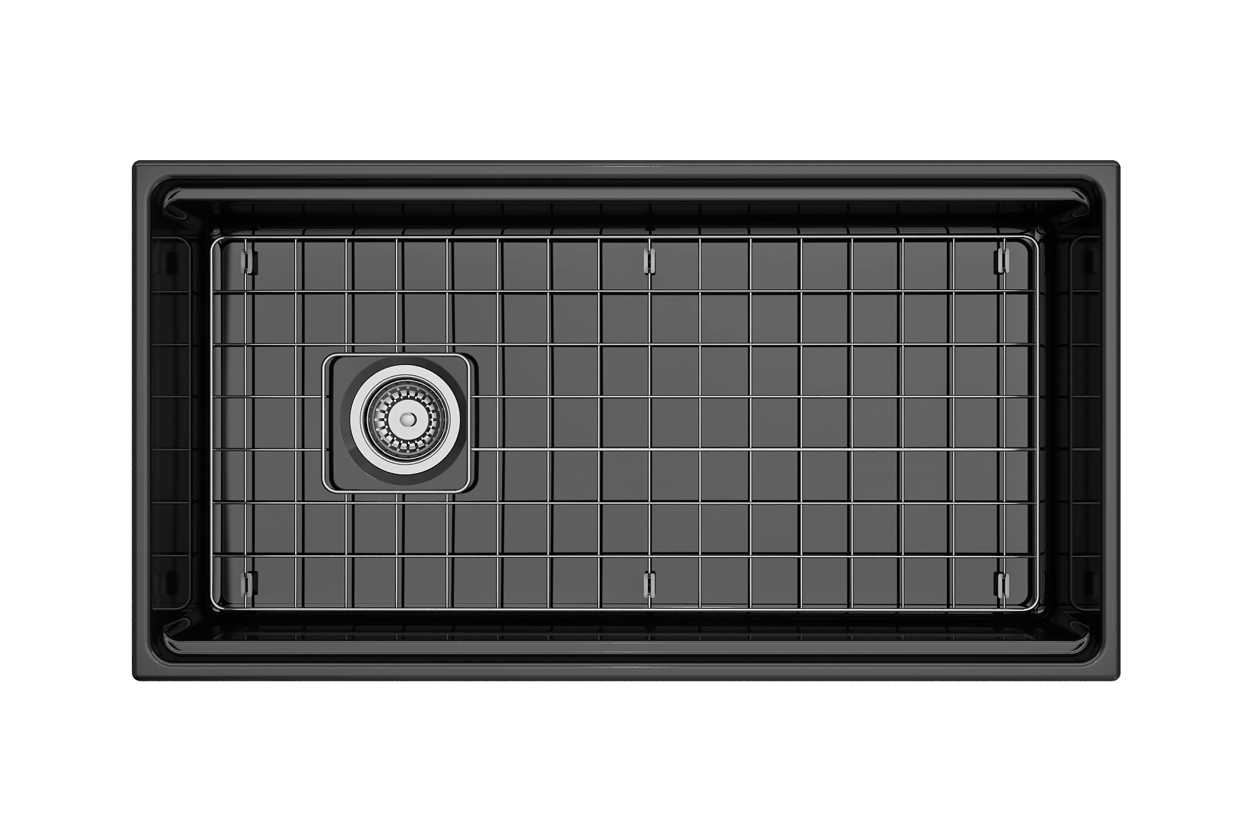 BOCCHI Contempo 36" Fireclay Workstation Farmhouse Sink with Accessories, Black, 1505-005-0120