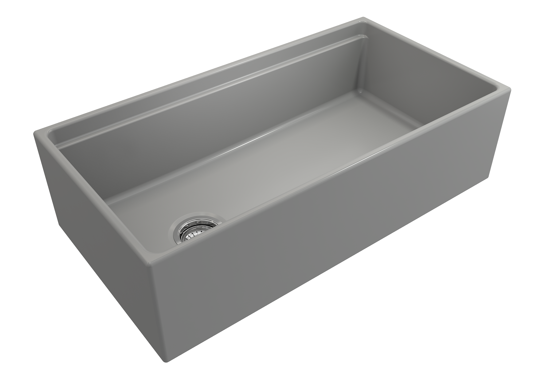 BOCCHI Contempo 36" Fireclay Workstation Farmhouse Sink with Accessories, Matte Gray, 1505-006-0120