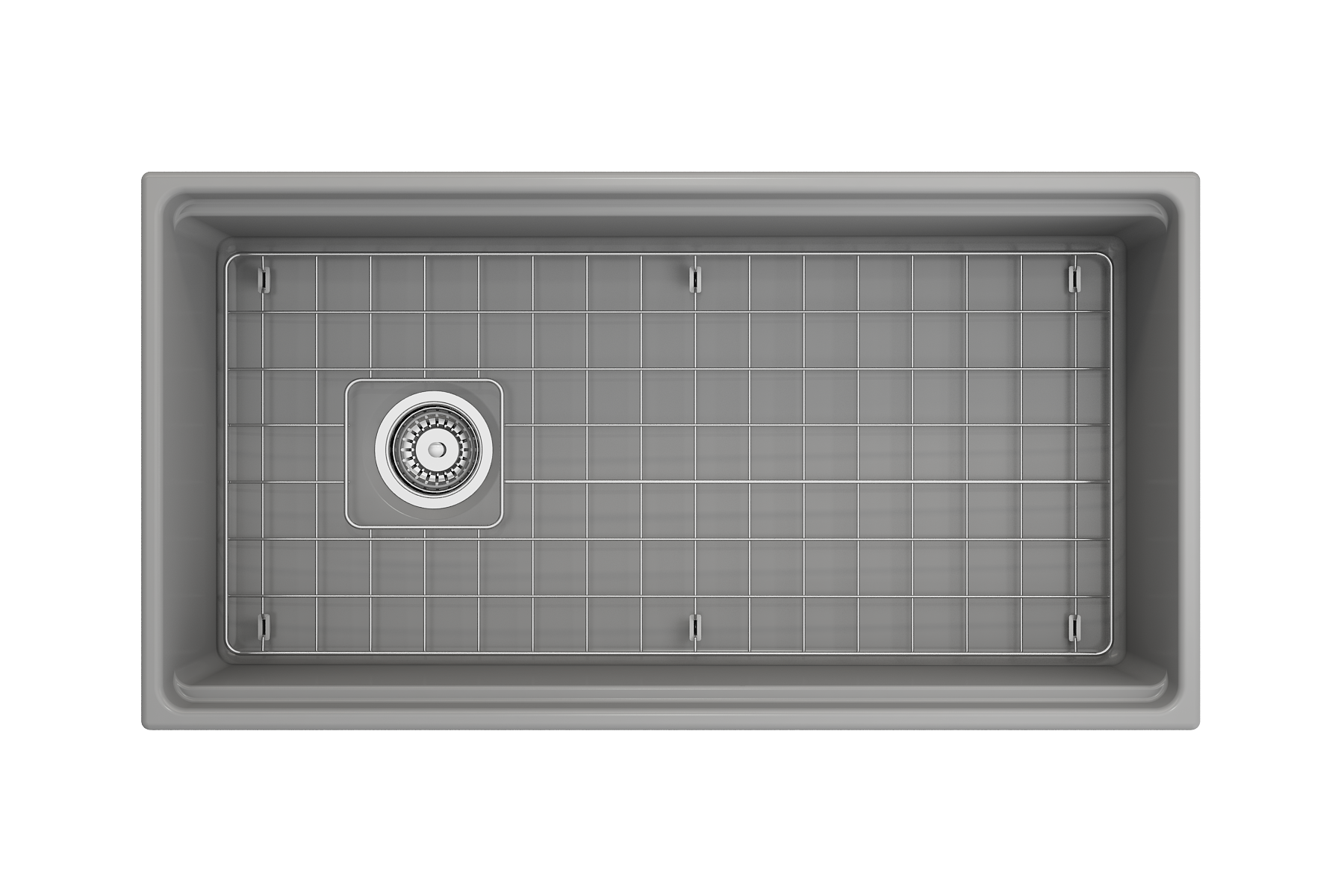 BOCCHI Contempo 36" Fireclay Workstation Farmhouse Sink with Accessories, Matte Gray, 1505-006-0120