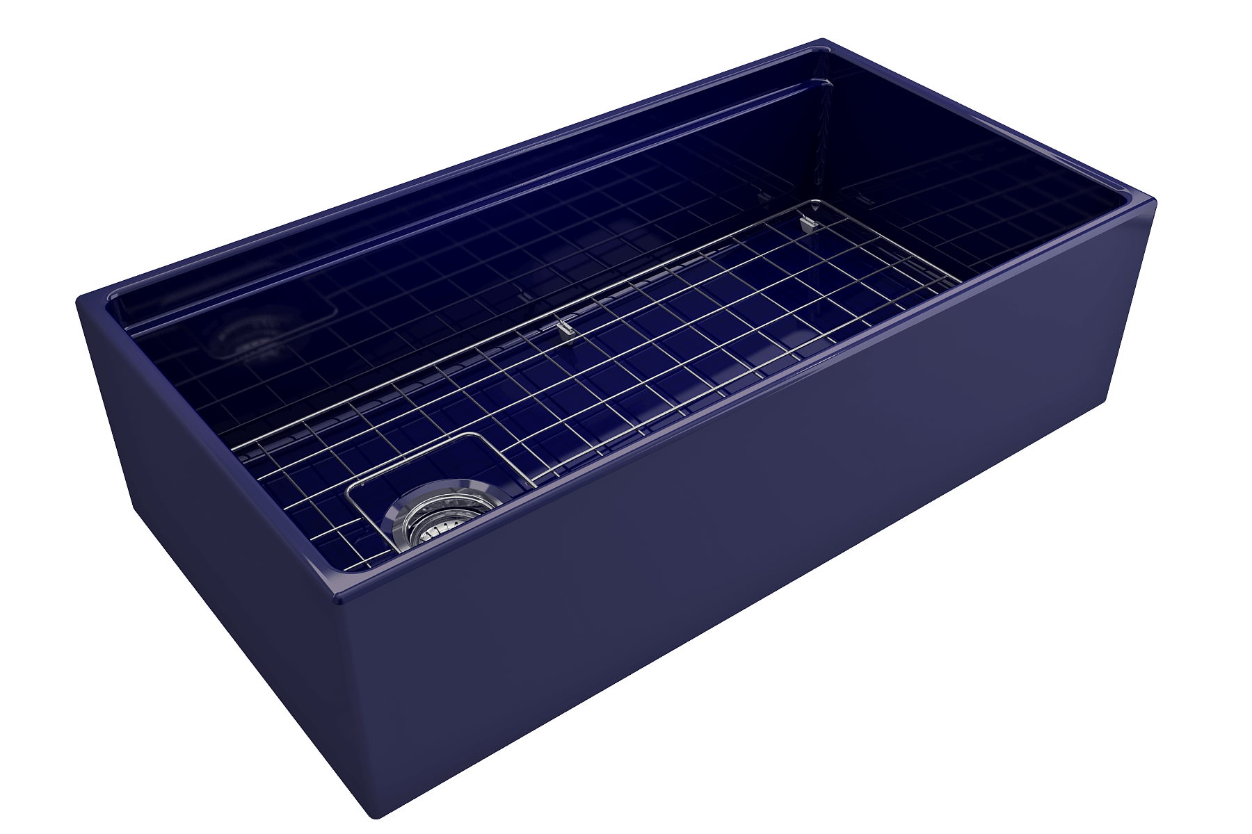 BOCCHI Contempo 36" Fireclay Workstation Farmhouse Sink with Accessories, Sapphire Blue, 1505-010-0120