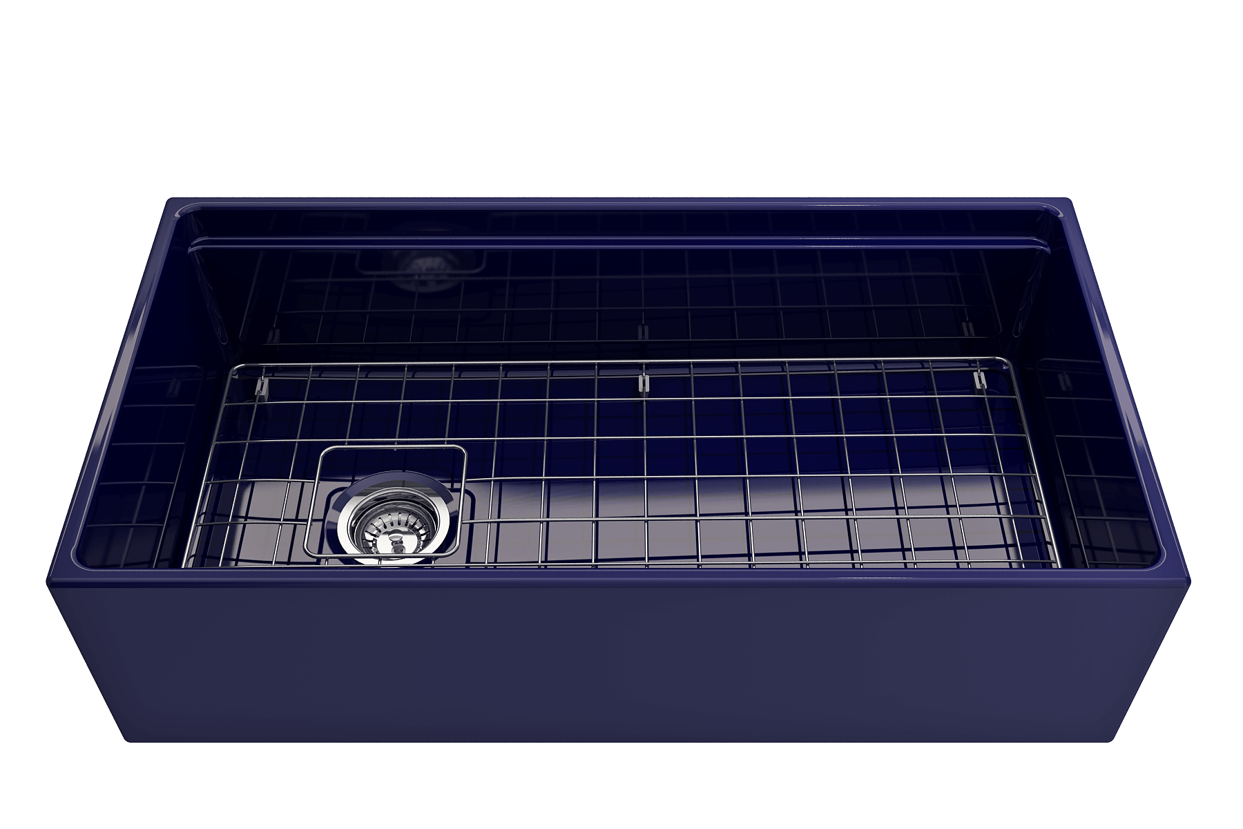 BOCCHI Contempo 36" Fireclay Workstation Farmhouse Sink with Accessories, Sapphire Blue, 1505-010-0120