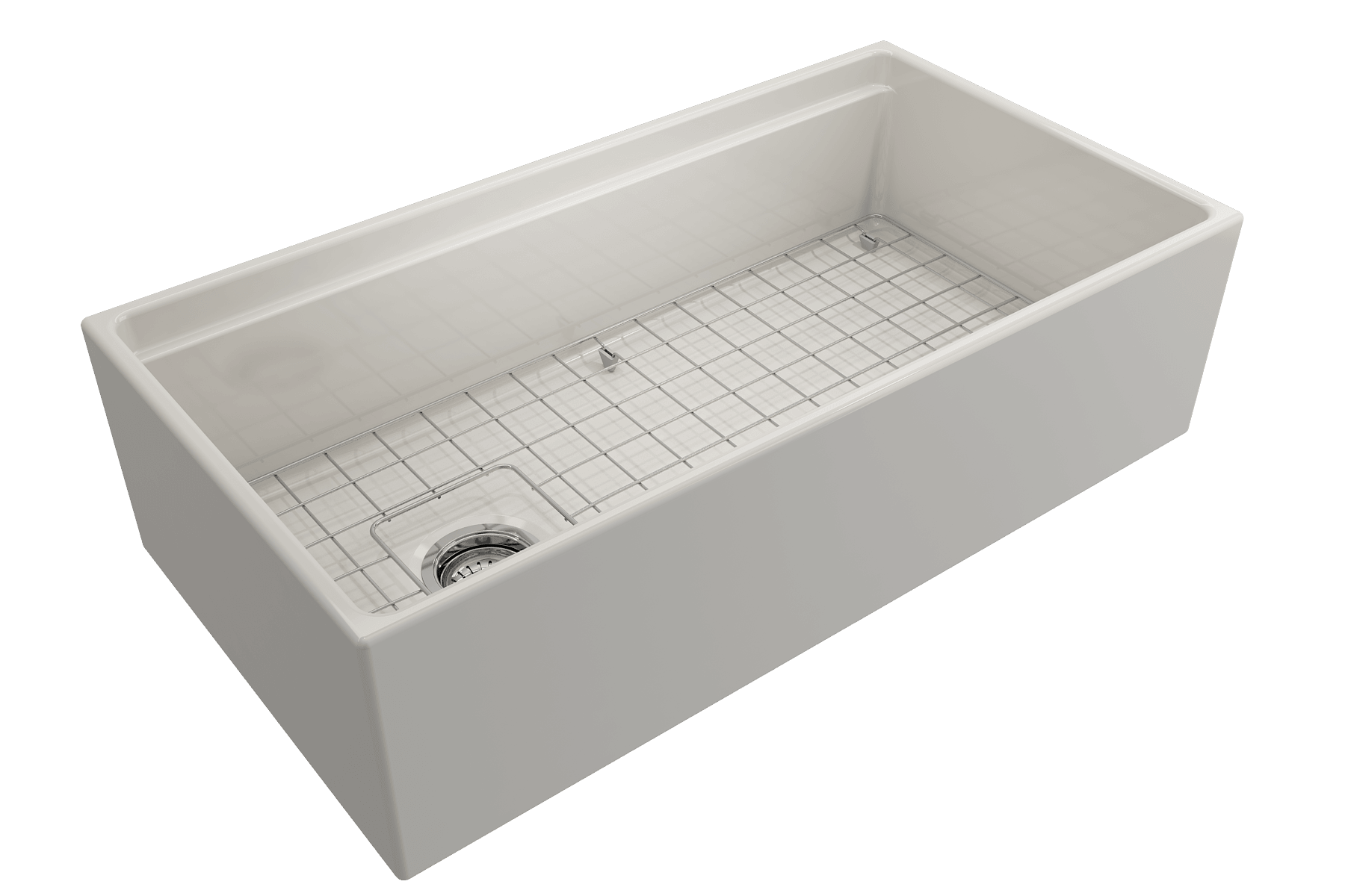 BOCCHI Contempo 36" Fireclay Workstation Farmhouse Sink with Accessories, Biscuit, 1505-014-0120