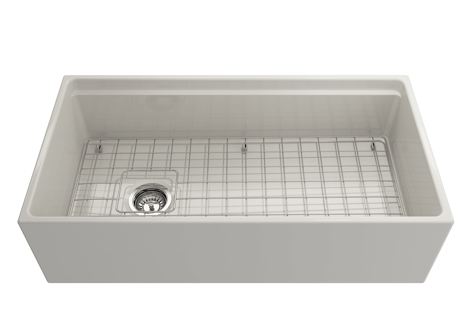 BOCCHI Contempo 36" Fireclay Workstation Farmhouse Sink with Accessories, Biscuit, 1505-014-0120