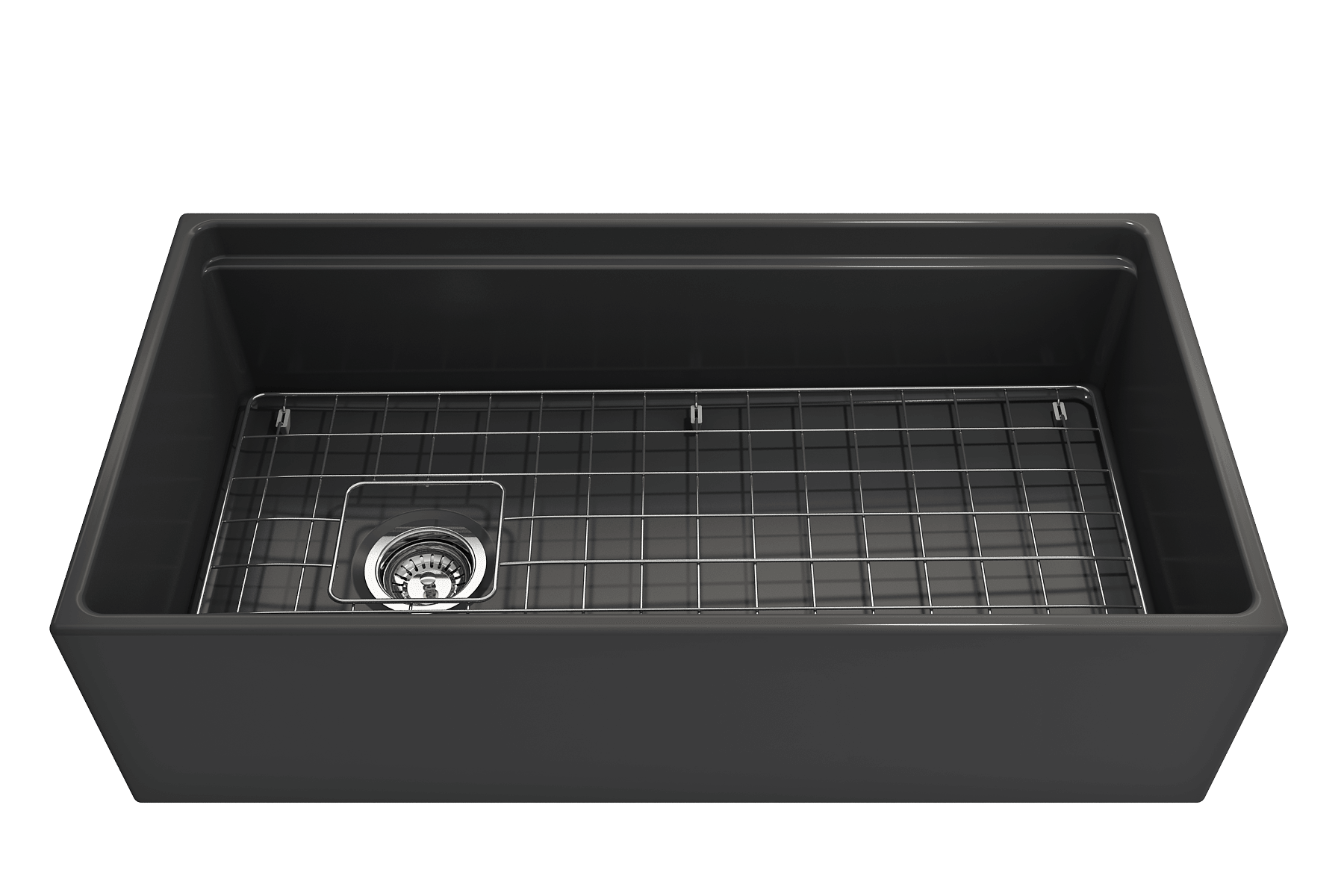 BOCCHI Contempo 36" Fireclay Workstation Farmhouse Sink with Accessories, Matte Dark Gray, 1505-020-0120