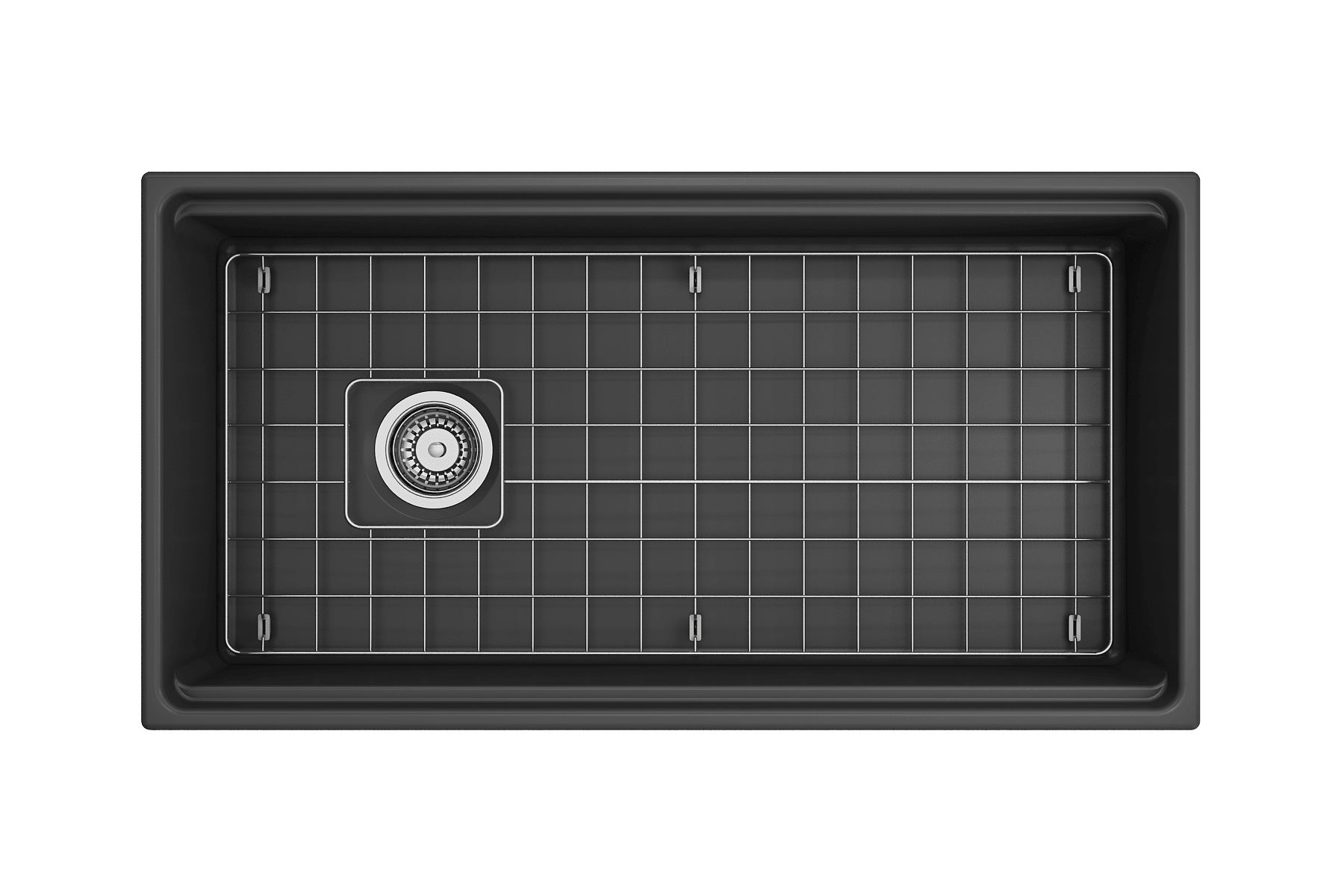 BOCCHI Contempo 36" Fireclay Workstation Farmhouse Sink with Accessories, Matte Dark Gray, 1505-020-0120