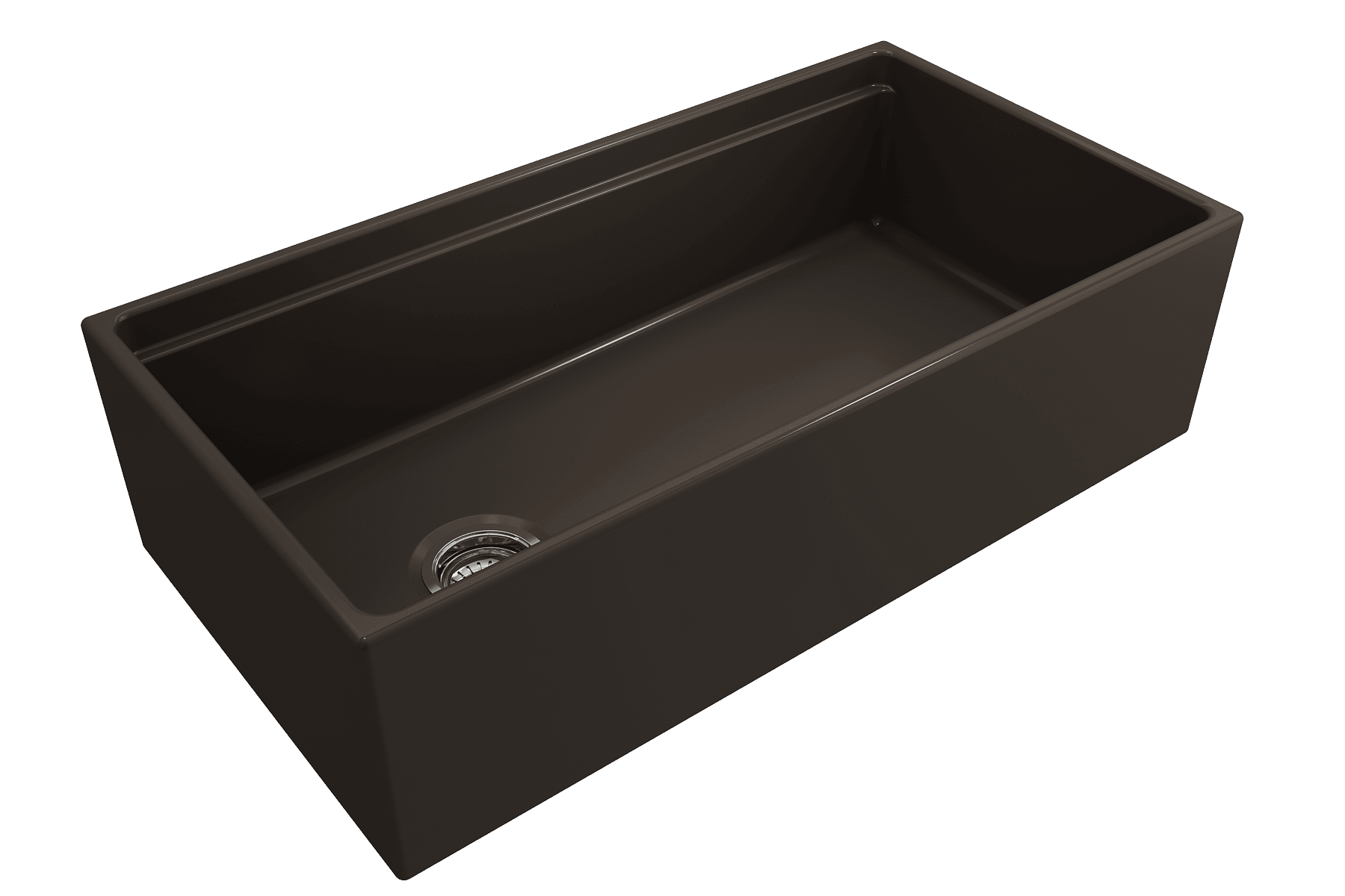 BOCCHI Contempo 36" Fireclay Workstation Farmhouse Sink with Accessories, Matte Brown, 1505-025-0120